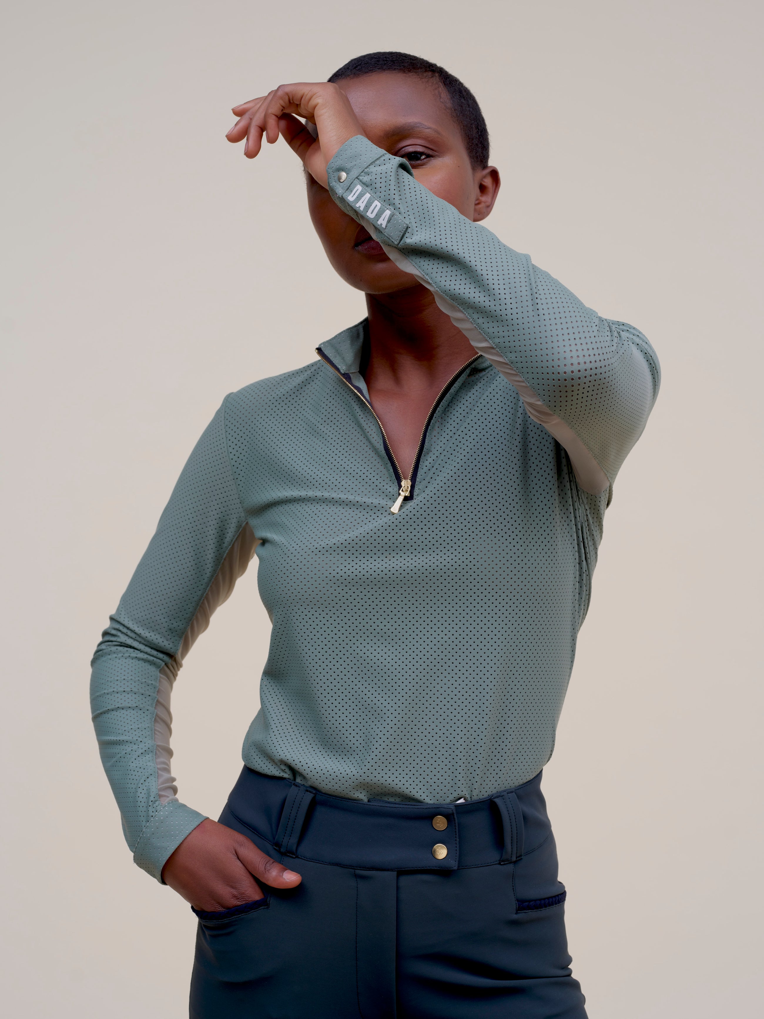 Pablito Long Sleeve Riding Top in Lichen