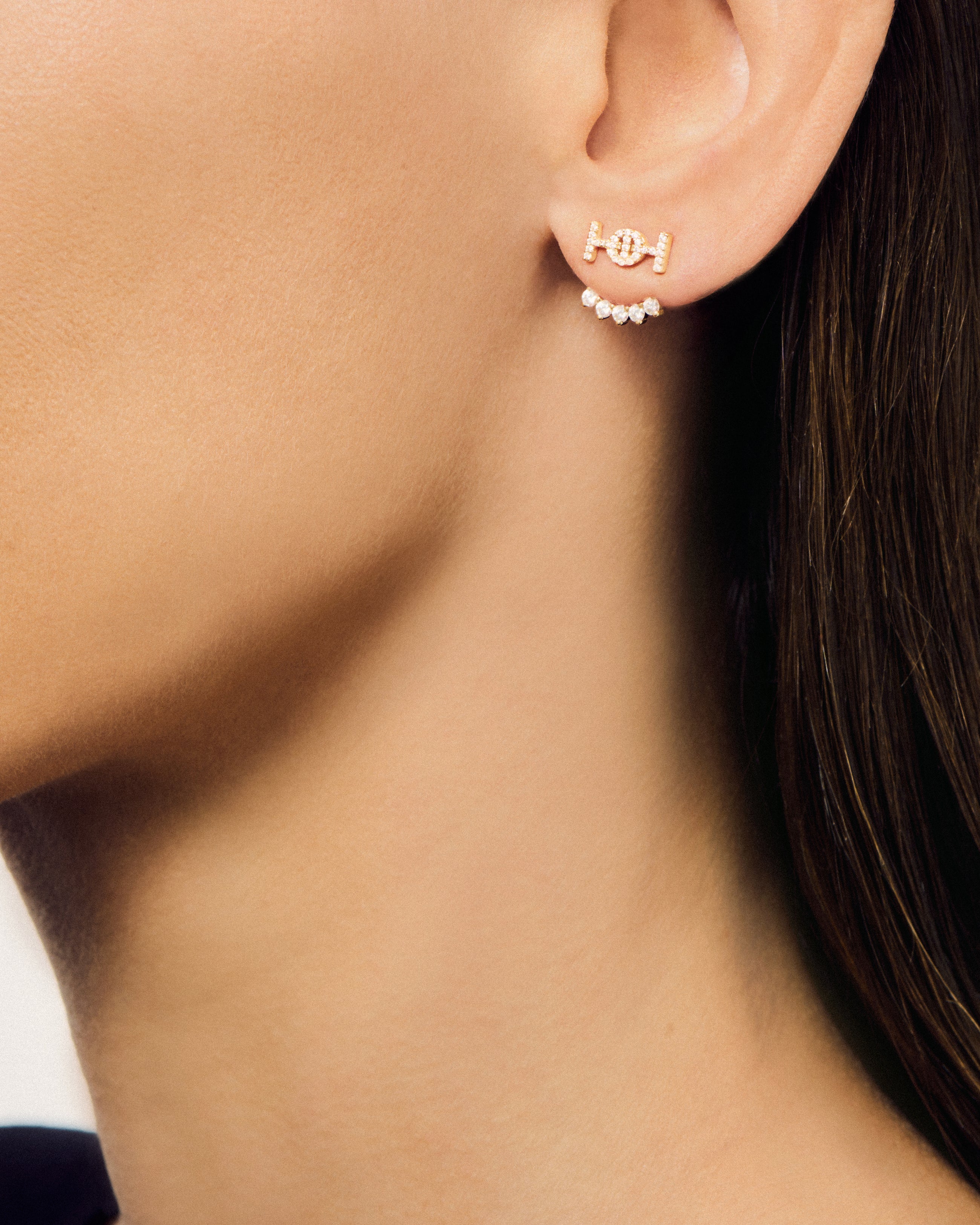 Challenge Cuddle Ear Jackets in 18k Yellow Gold with White Diamonds