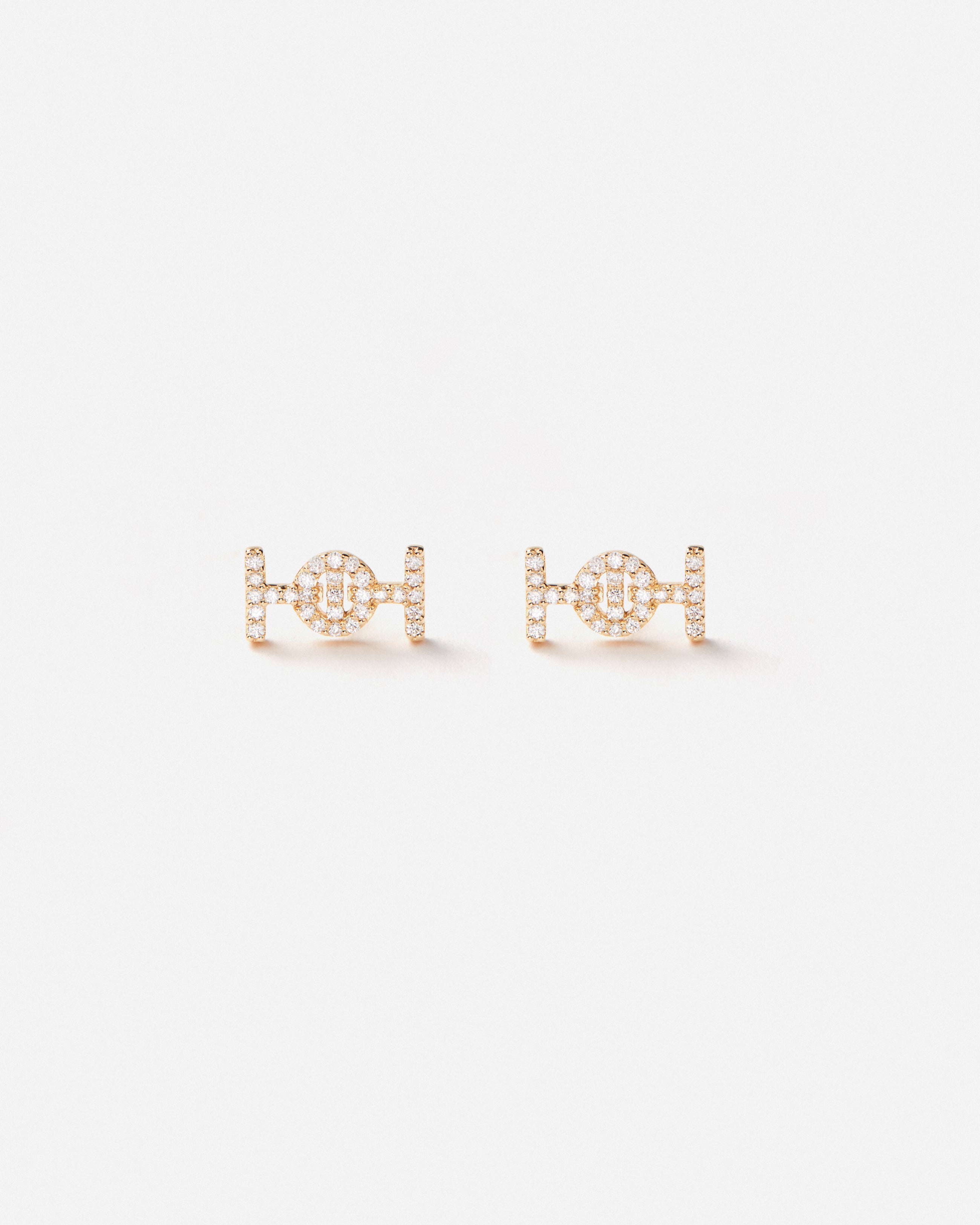 Challenge Studs in 18k Yellow Gold with White Diamonds
