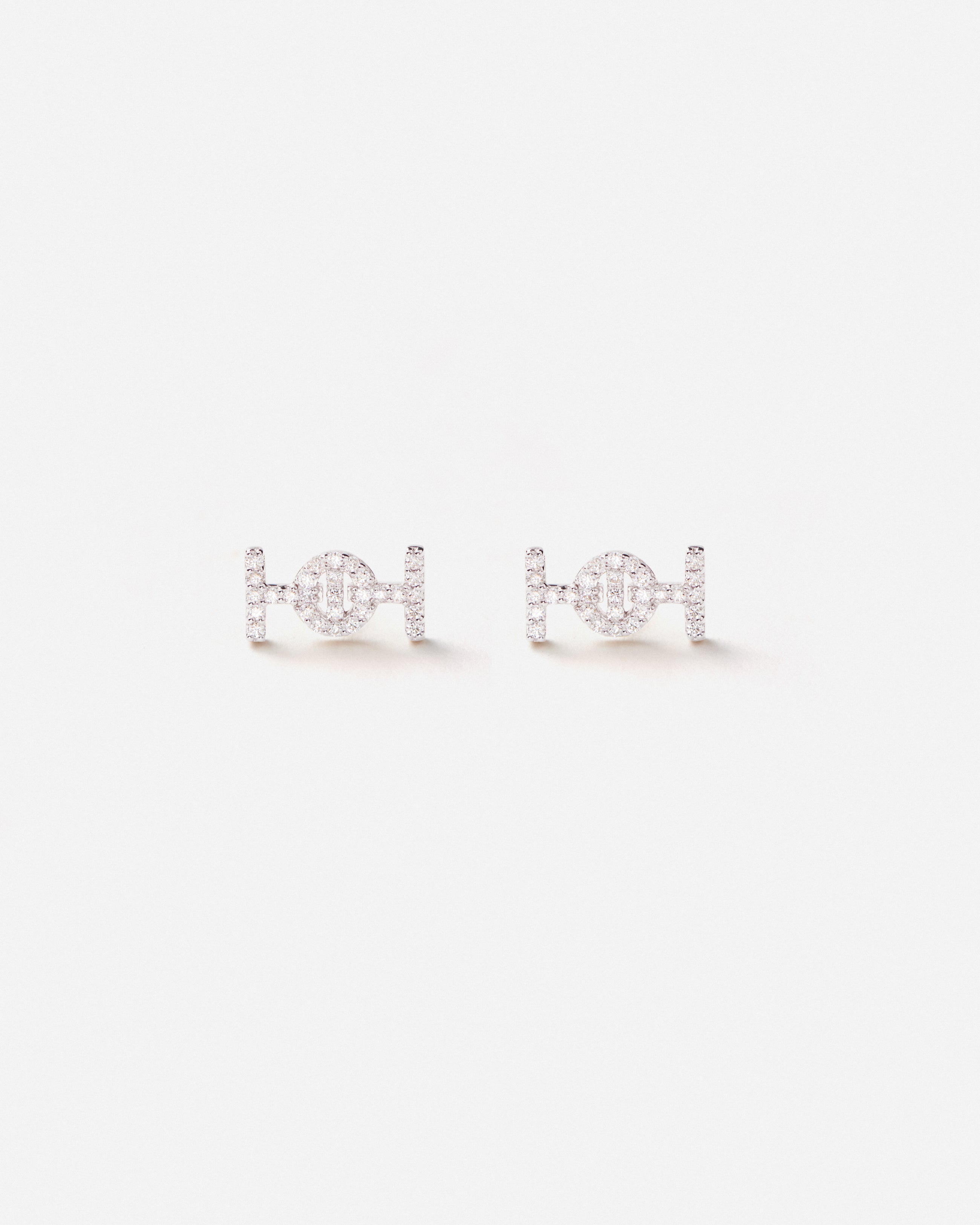 Challenge Studs in 18k White Gold with White Diamonds