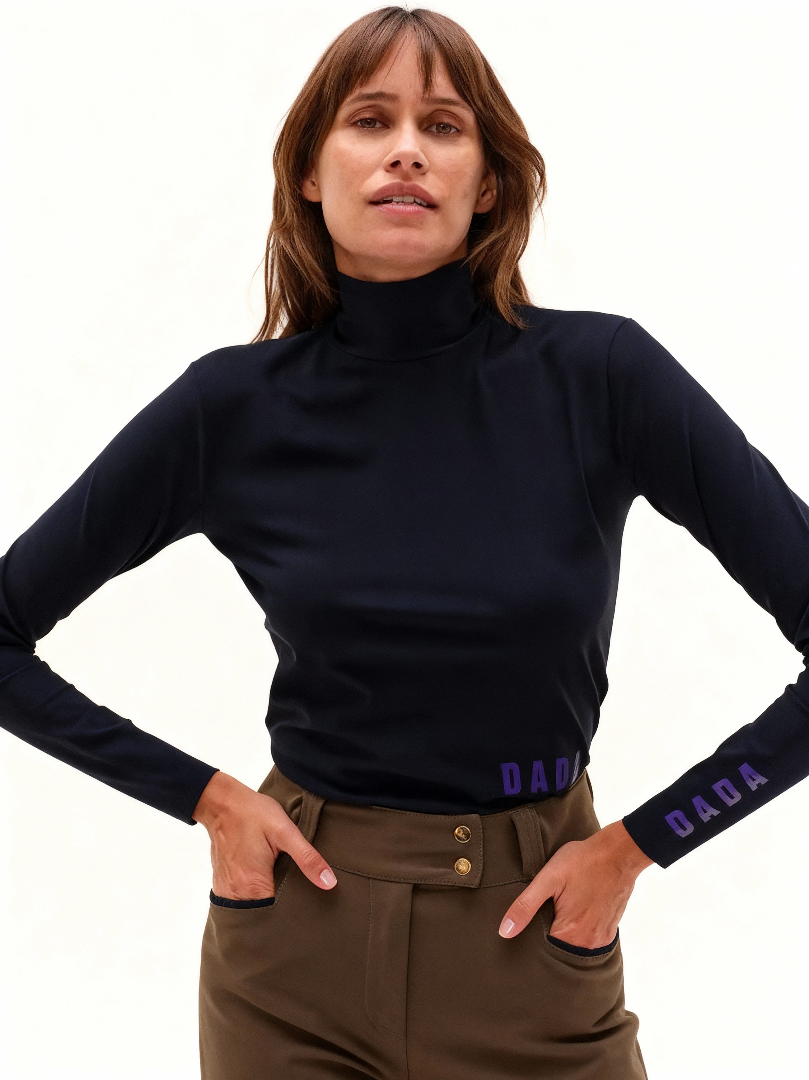 Cunsul Long Sleeve Turtleneck Top in Marine