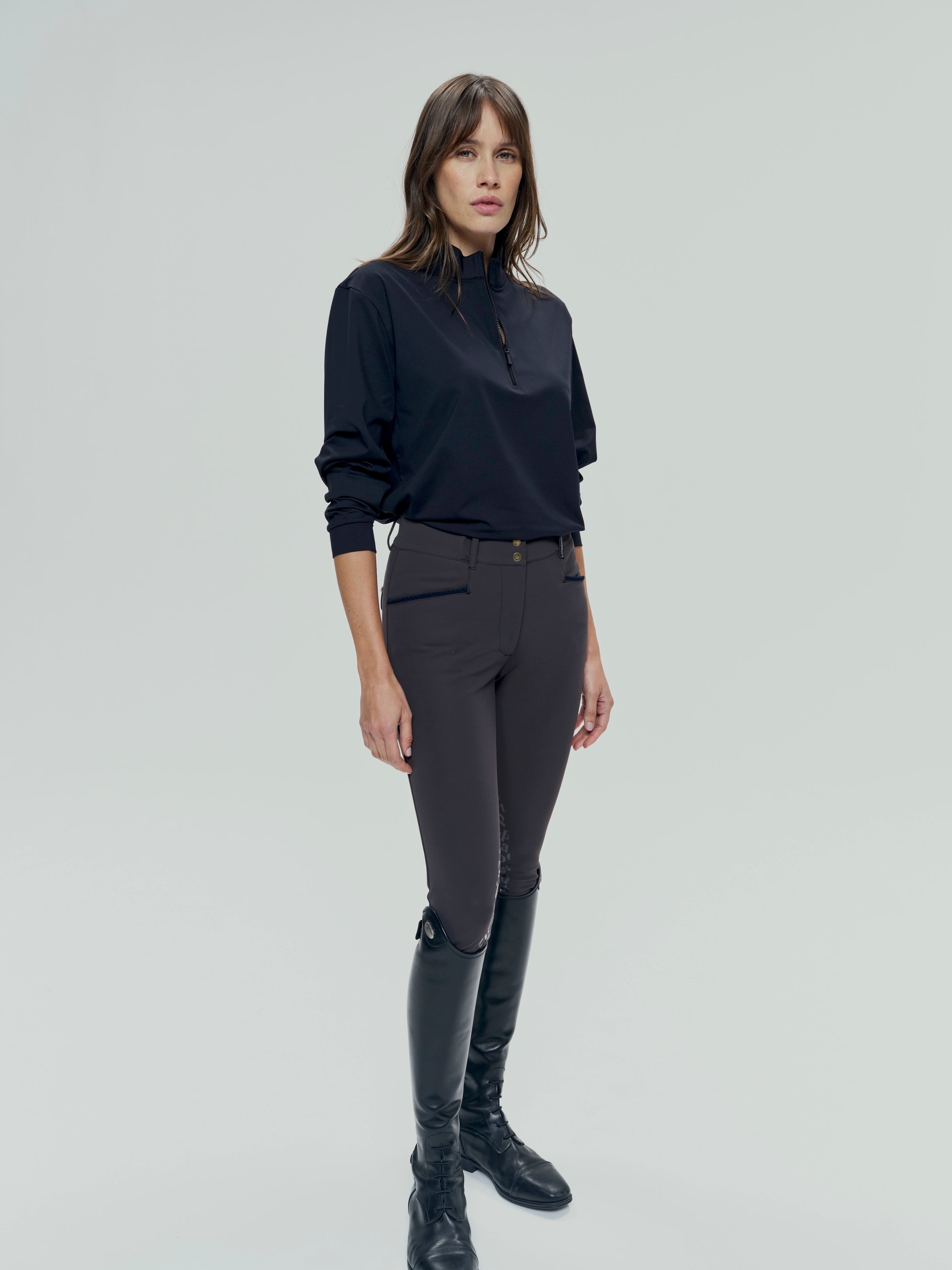 Unisex Albe Long Sleeve Technical Shirt in Black