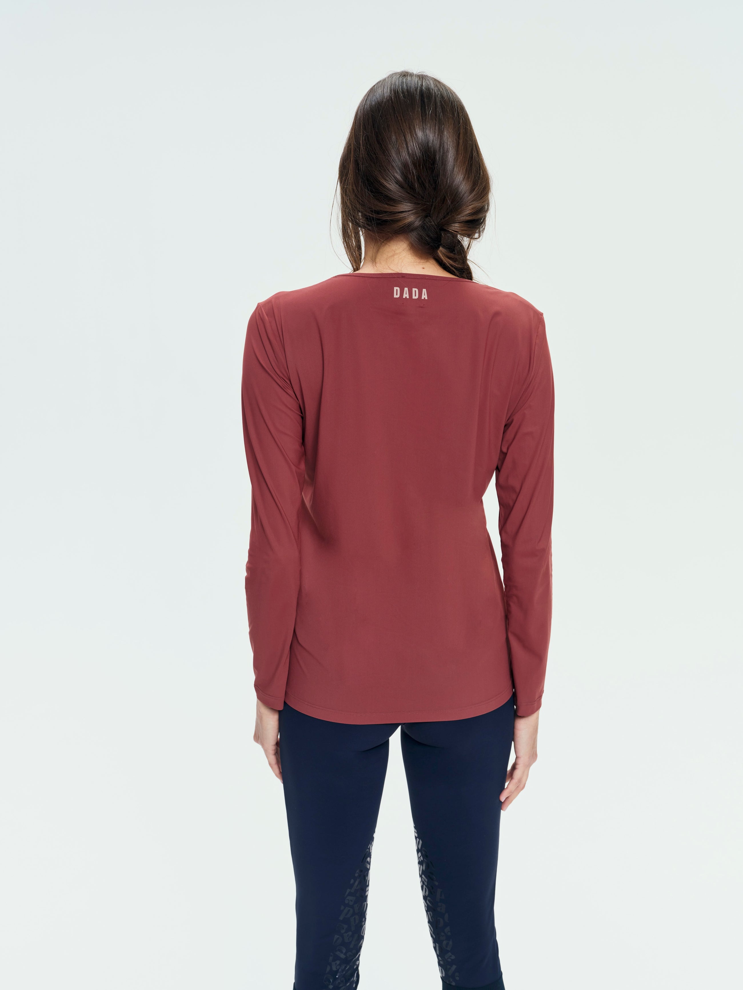 Betty Long Sleeve Technical Top in Burnt Red