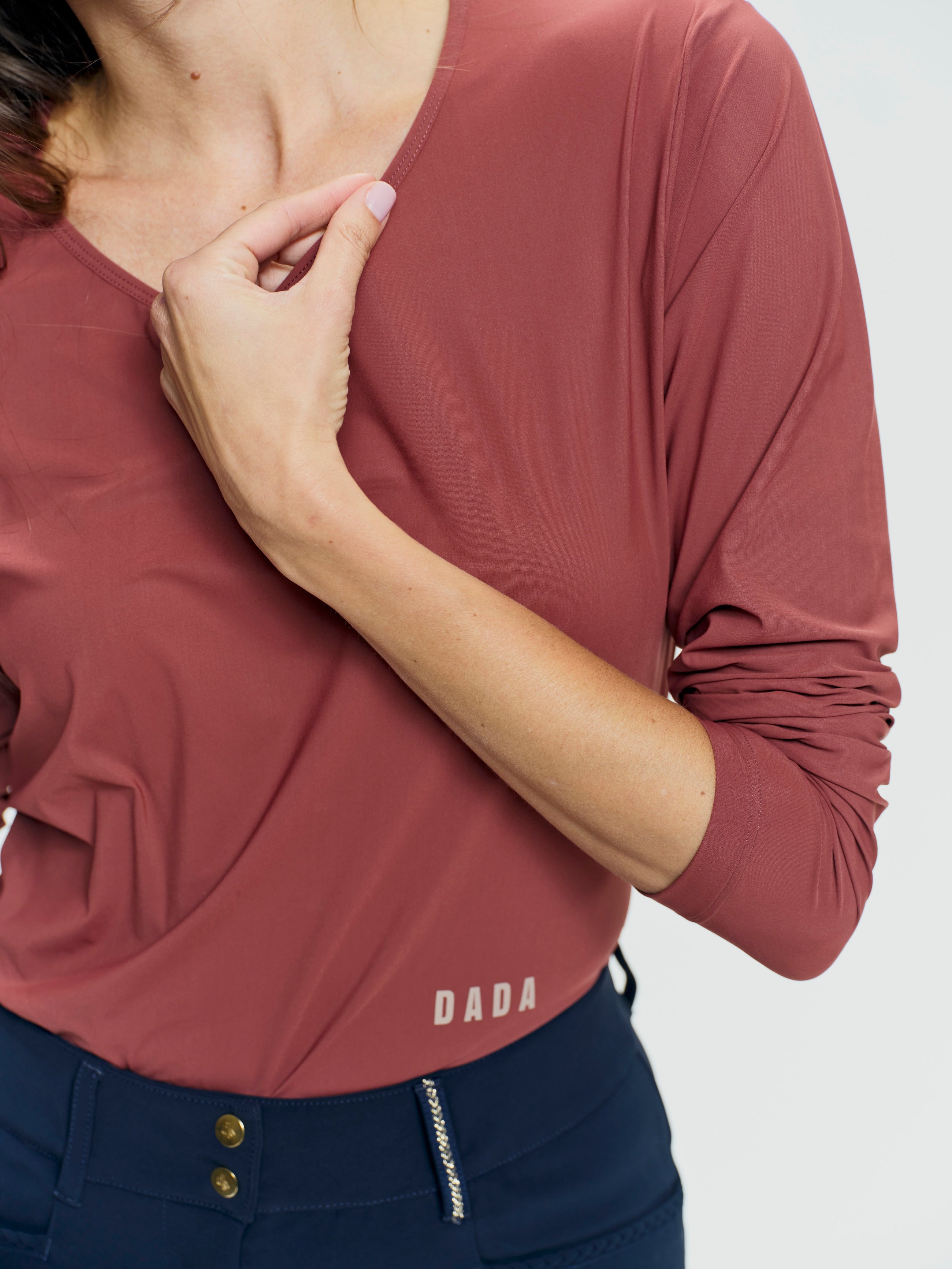 Betty Long Sleeve Technical Top in Burnt Red