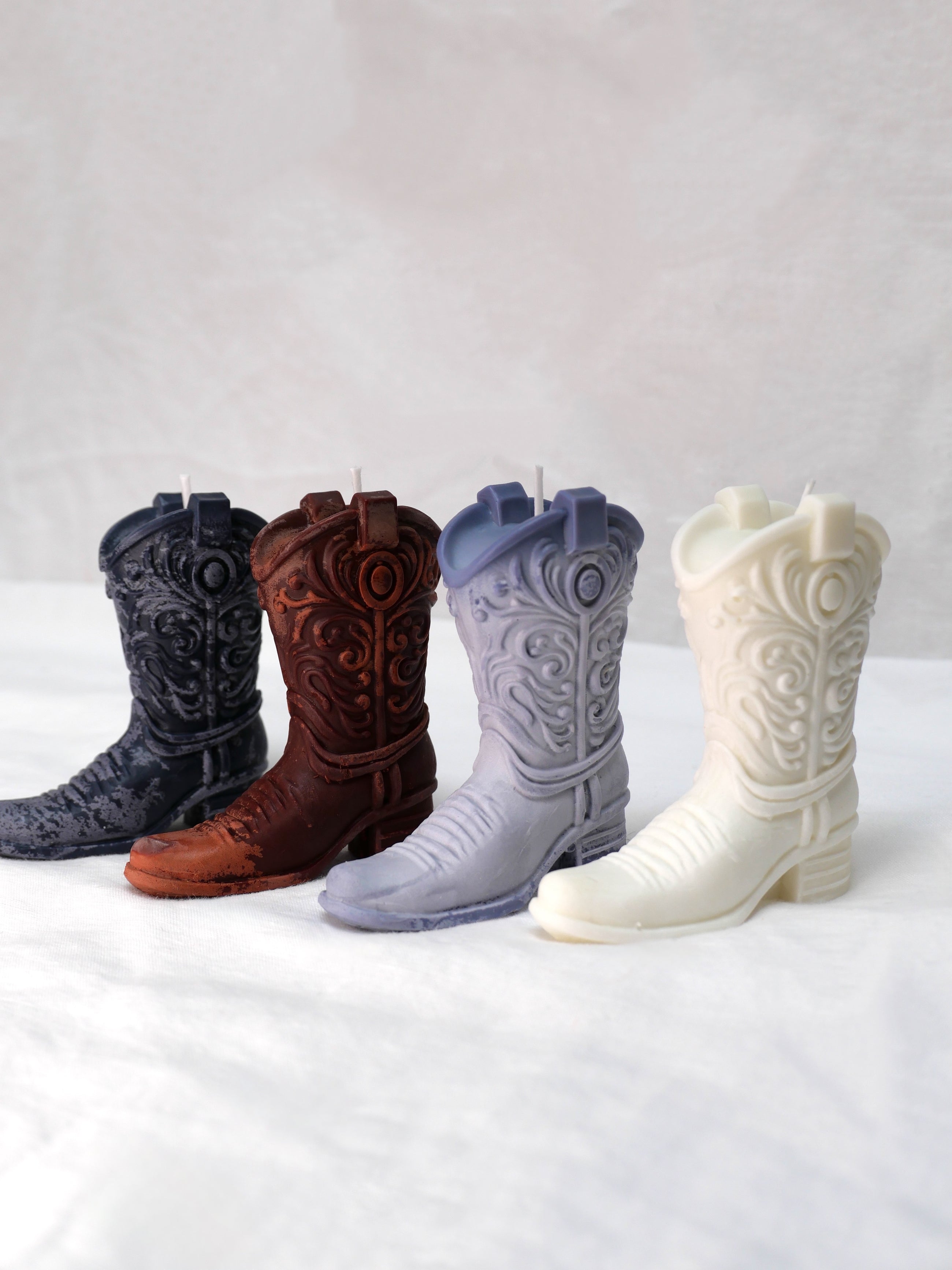 Cowboy Boot Candle in Soy White