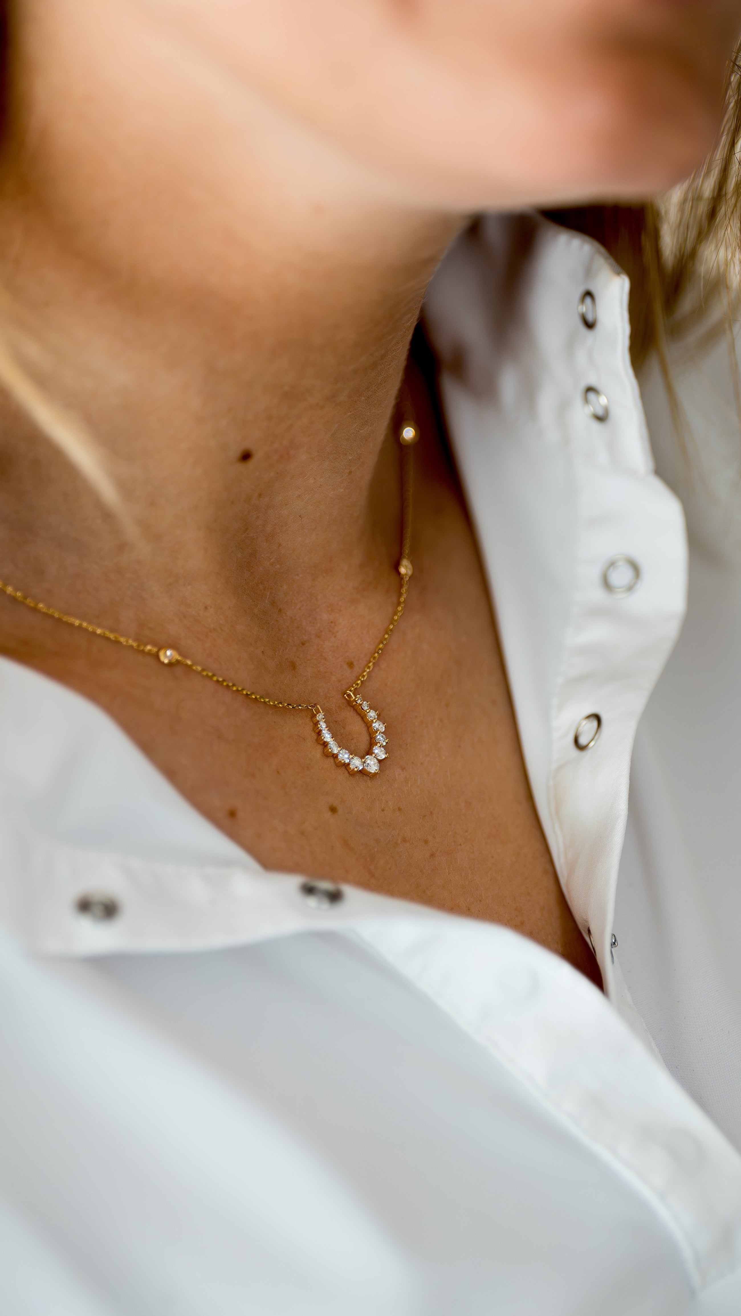 Double Confidence Necklace in 18k Yellow Gold with White Diamonds