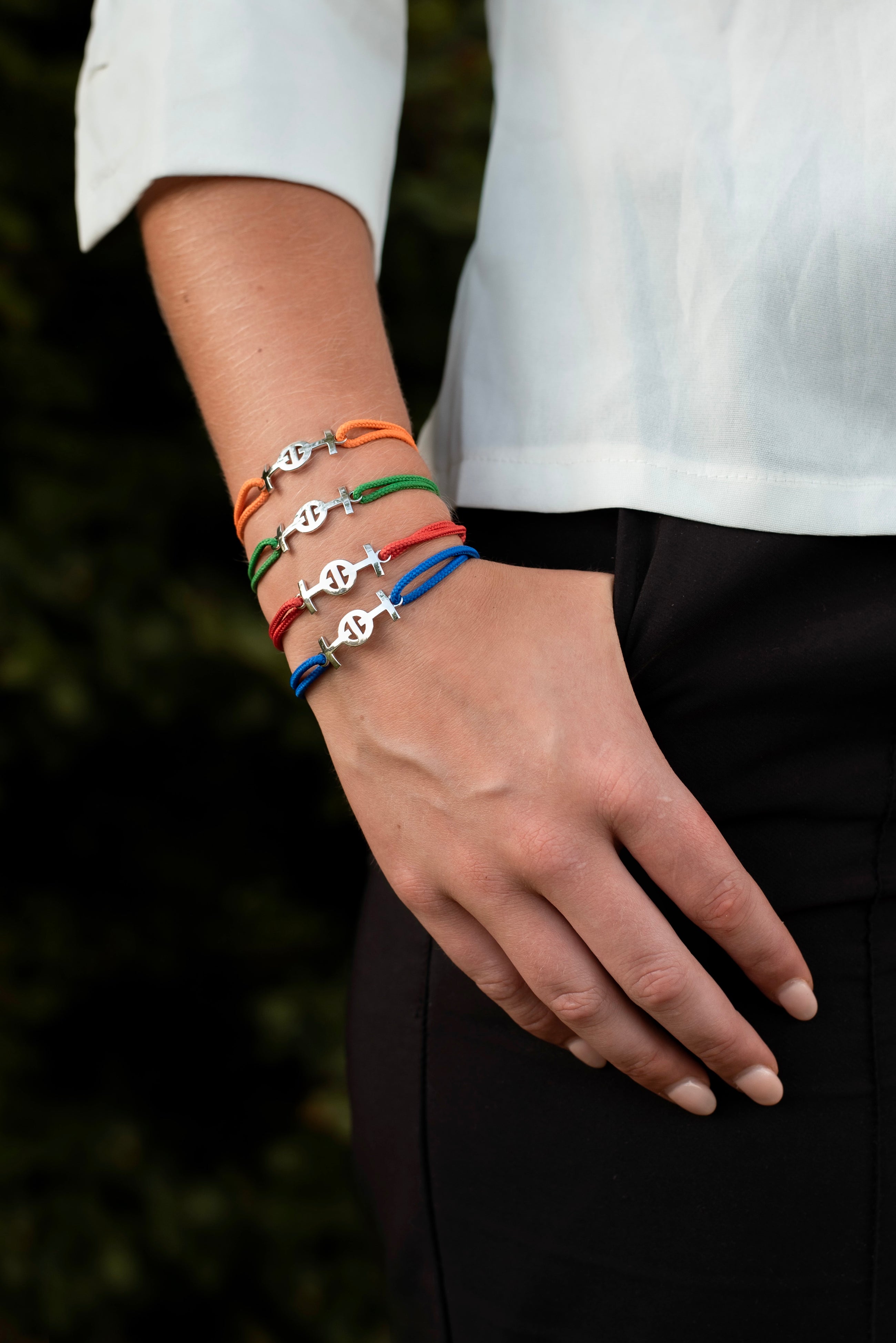 Challenge Electric Blue Cord Bracelet in Silver