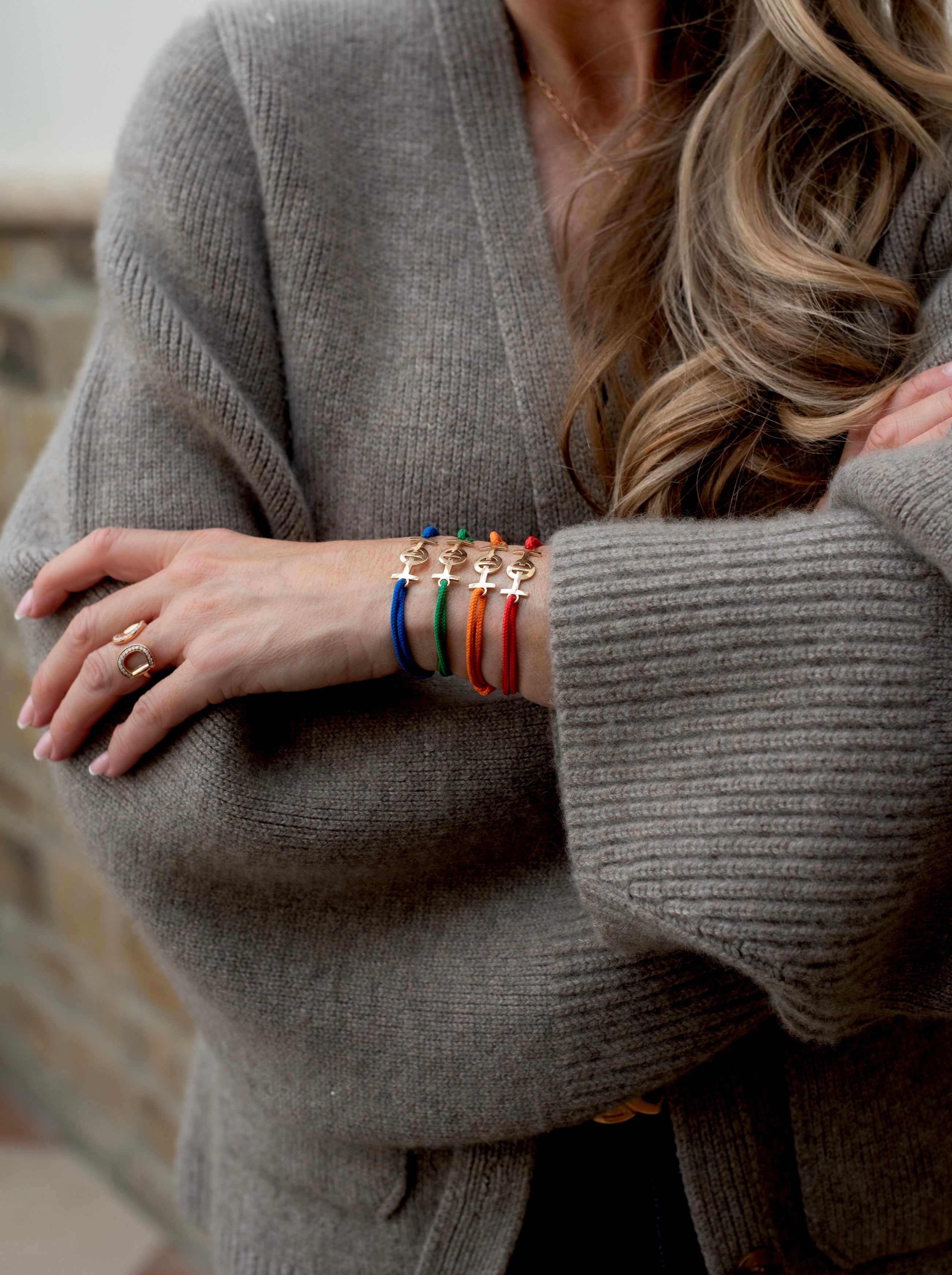 Challenge Orange Cord Bracelet in 9k Yellow Gold