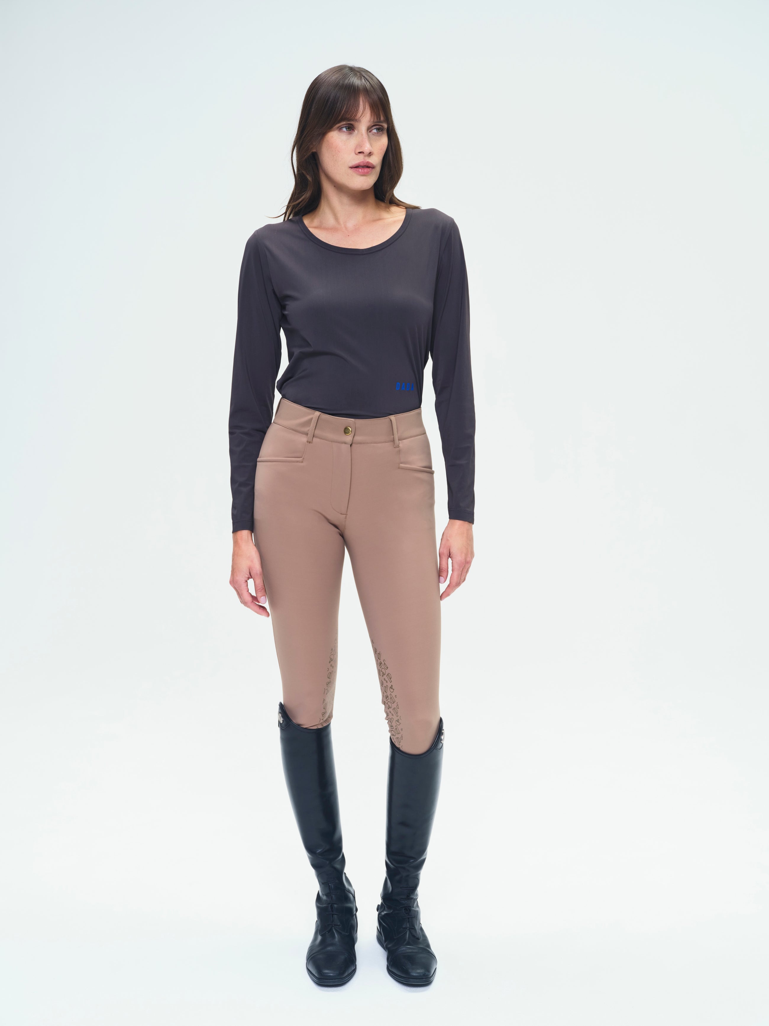 Betty Long Sleeve Technical Top in Dark Grey