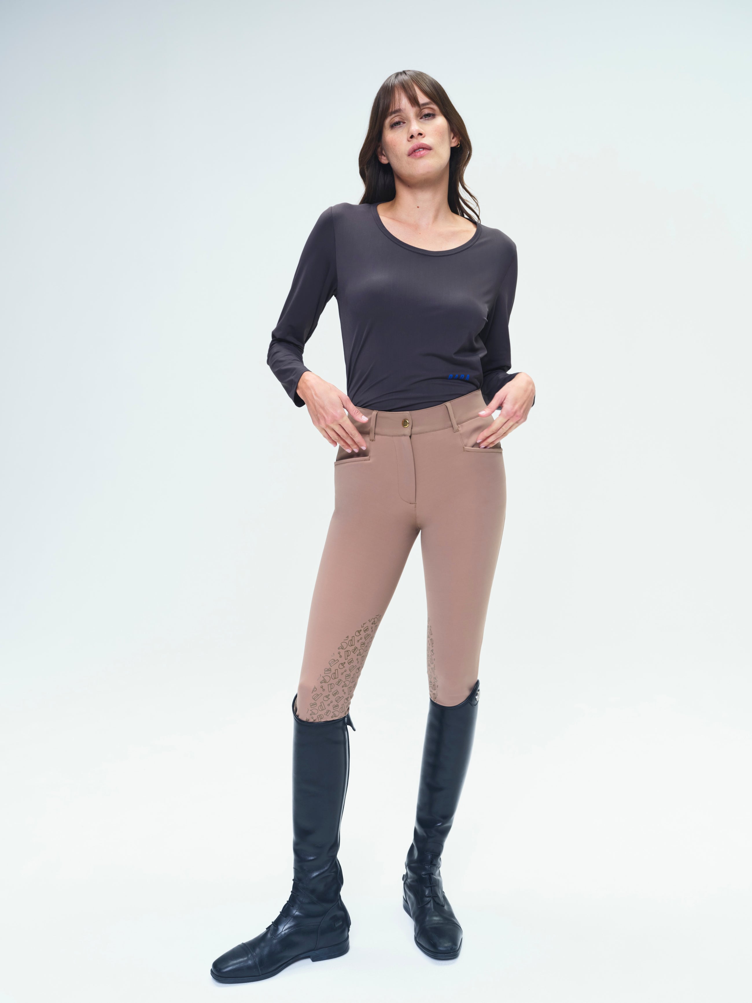 Betty Long Sleeve Technical Top in Dark Grey