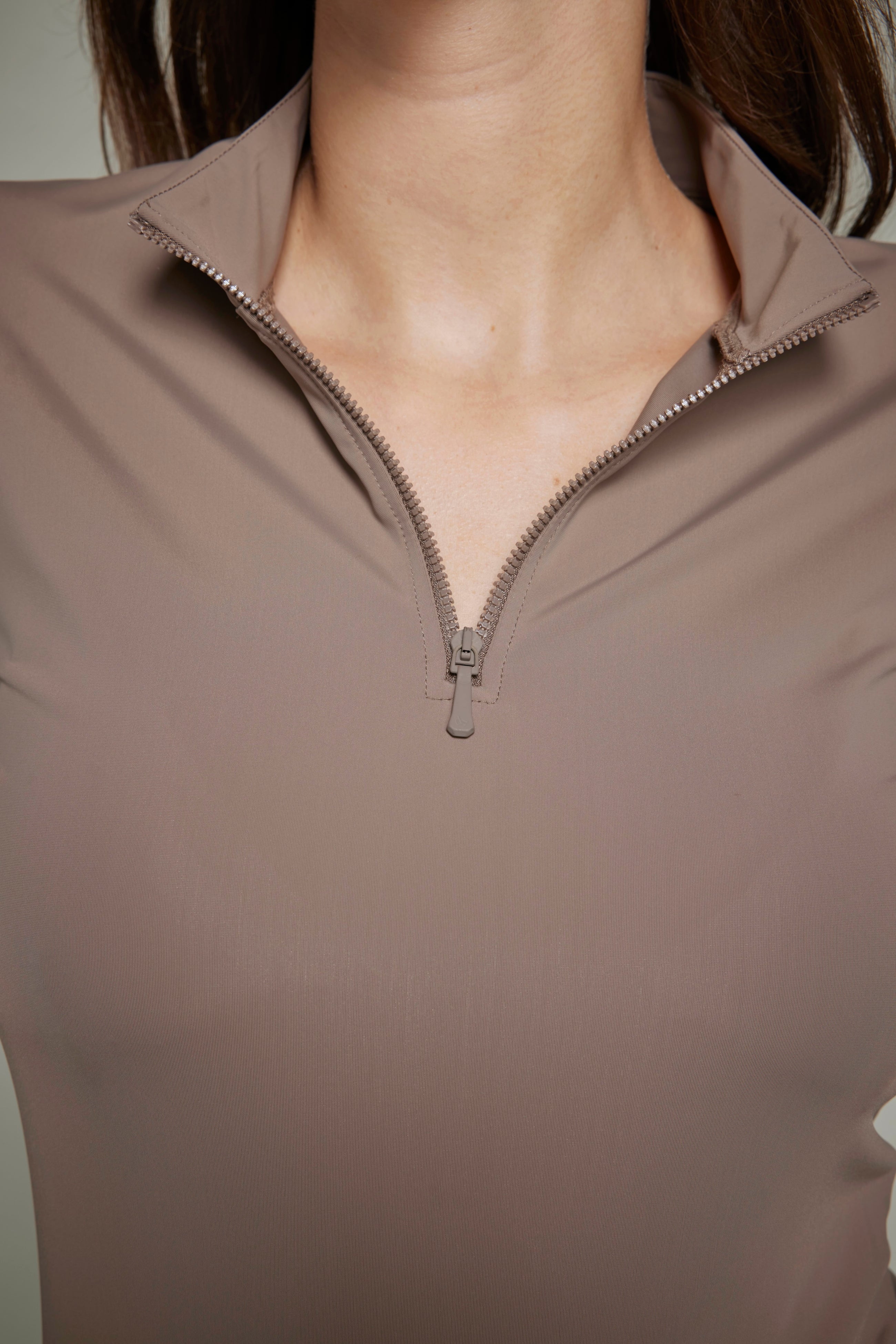 Indie New Long Sleeve Riding Top in Taupe
