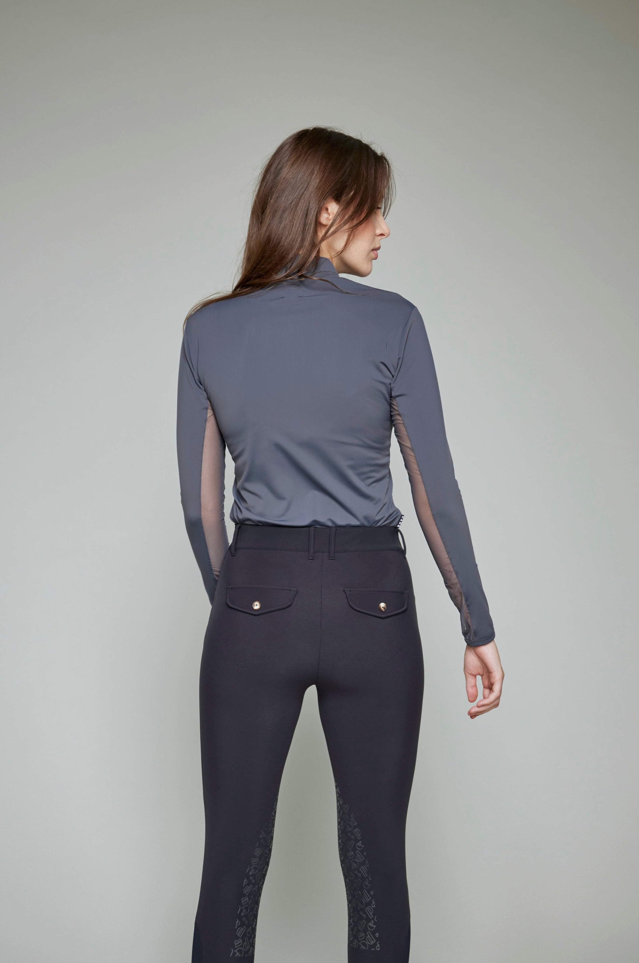 Indie New Long Sleeve Riding Top in Grey