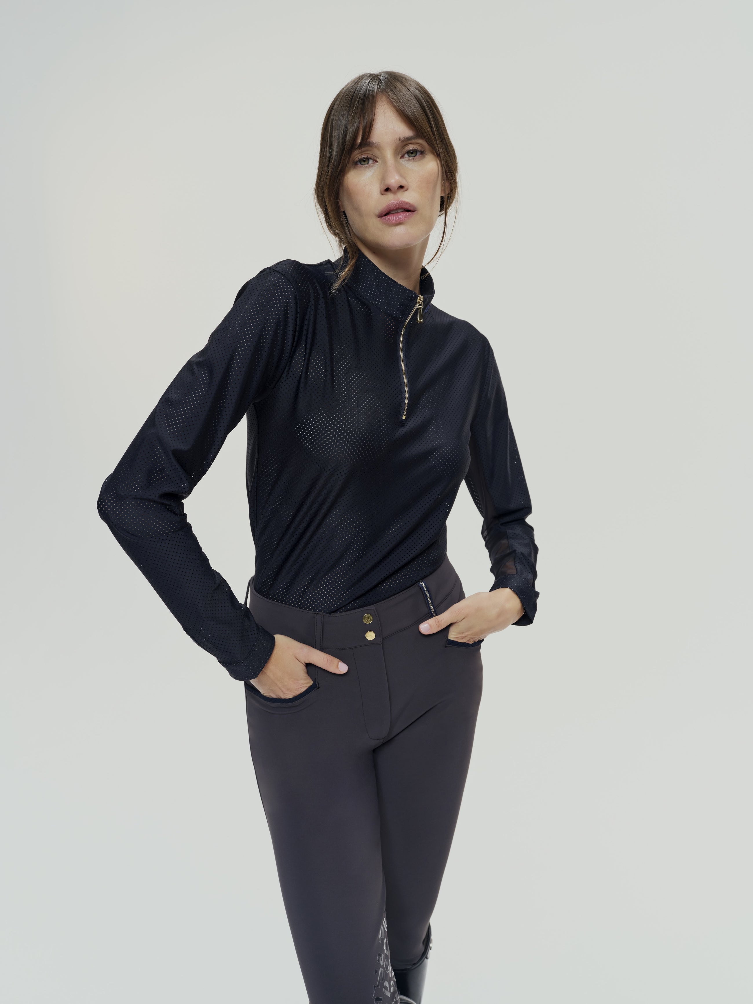 Pablito Long Sleeve Riding Top in Black