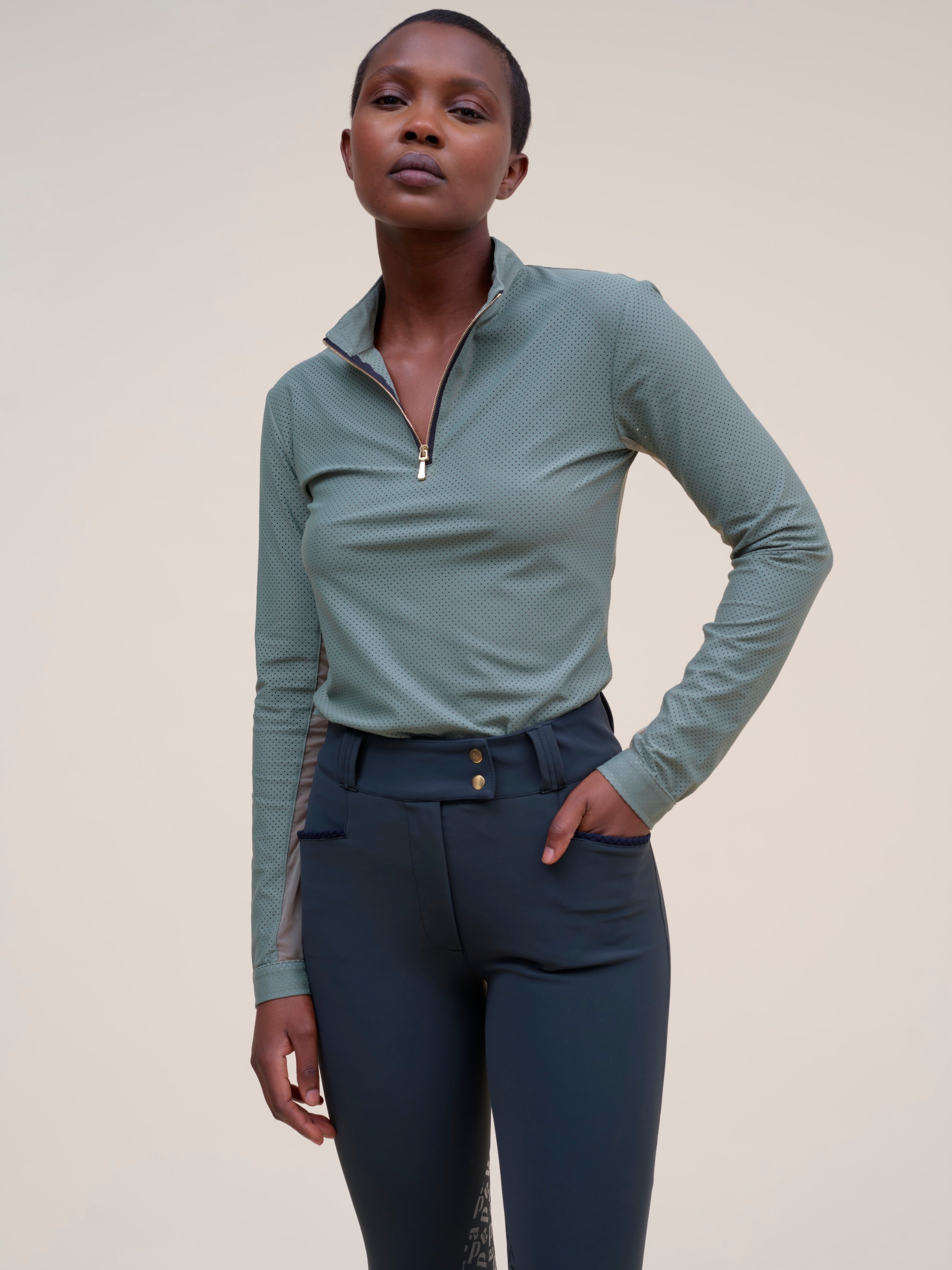 Pablito Long Sleeve Riding Top in Lichen