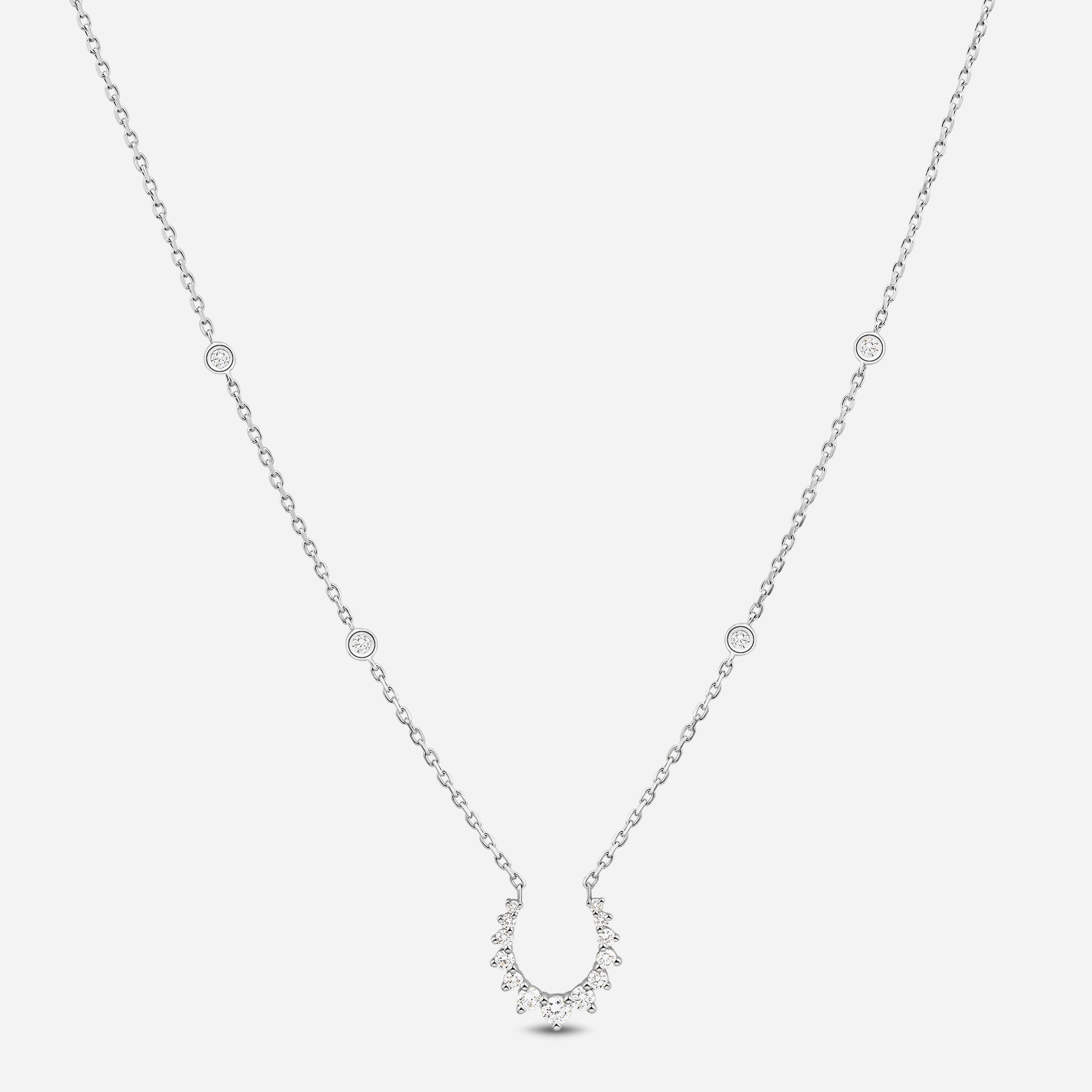 Double Confidence Necklace in 18k White Gold with White Diamonds
