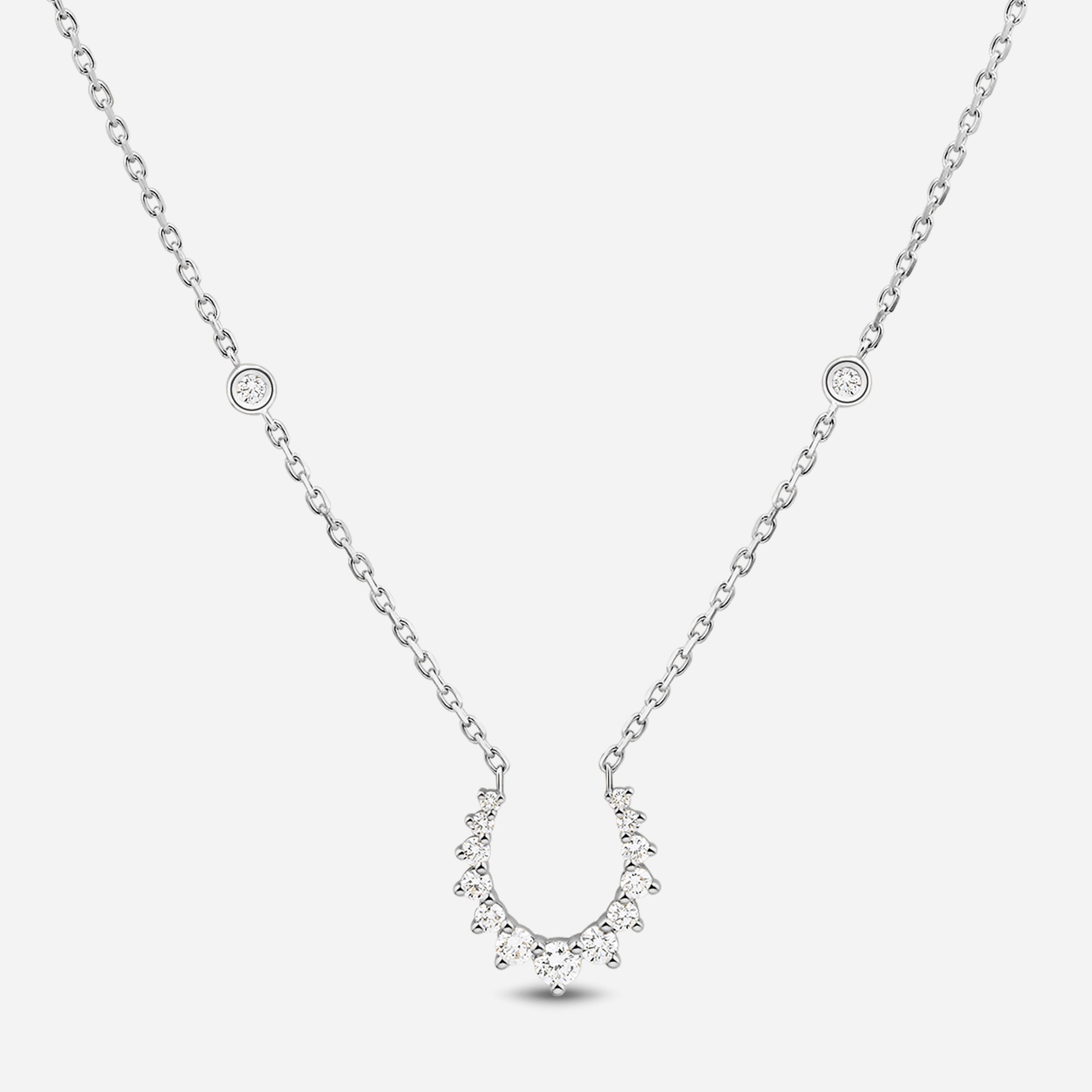 Double Confidence Necklace in 18k White Gold with White Diamonds