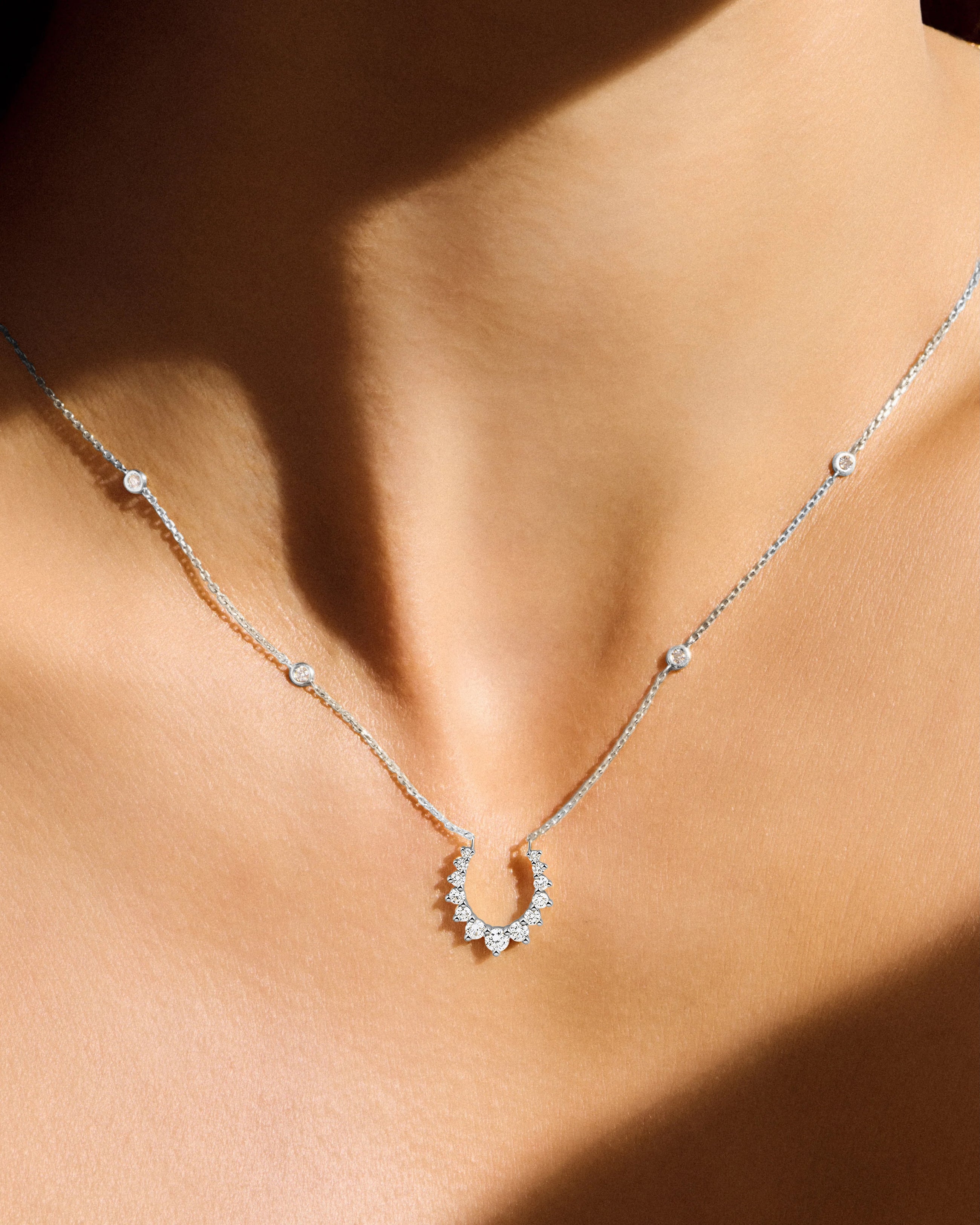 Double Confidence Necklace in 18k White Gold with White Diamonds