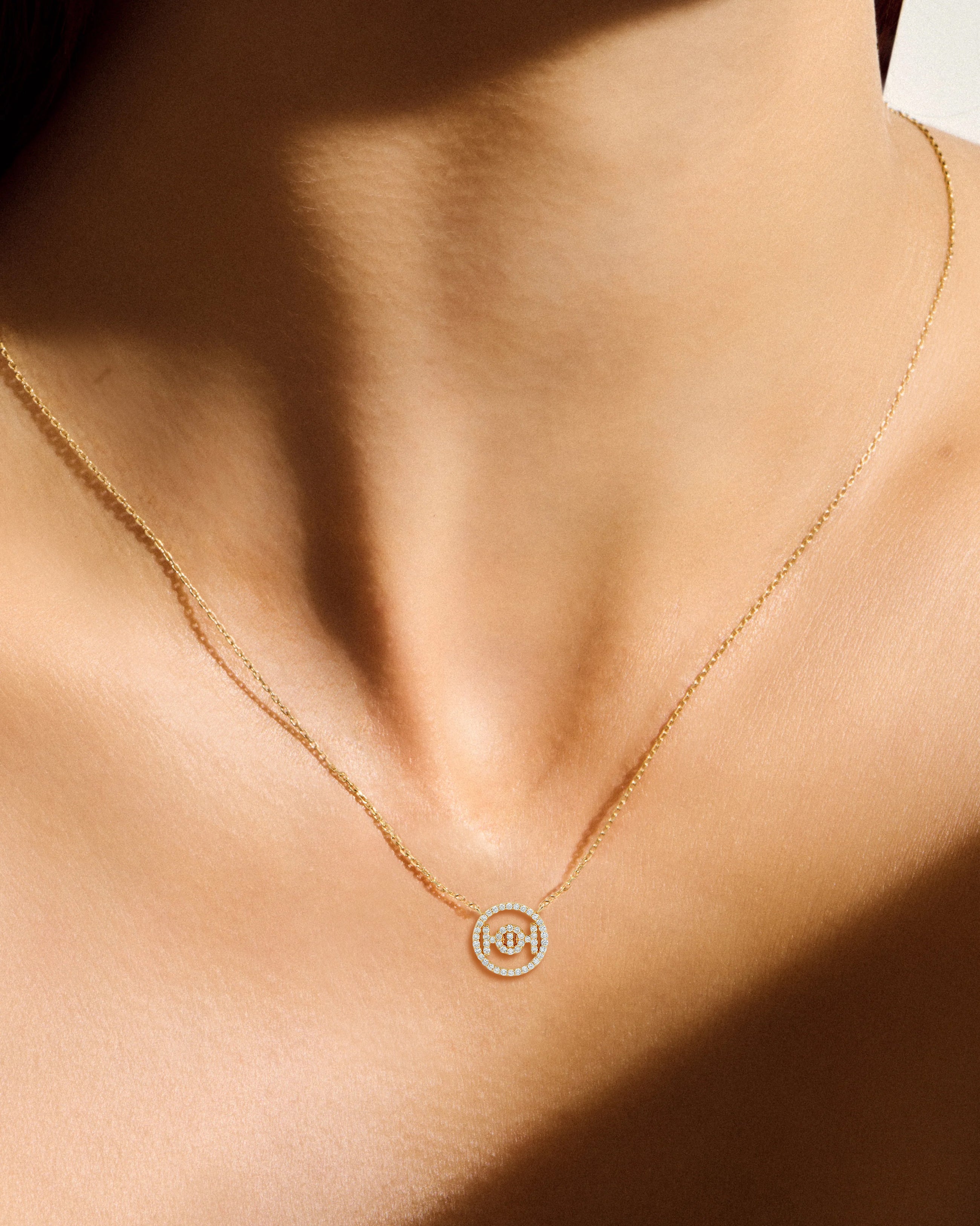 Challenge Necklace in 9k Yellow Gold with White Diamonds