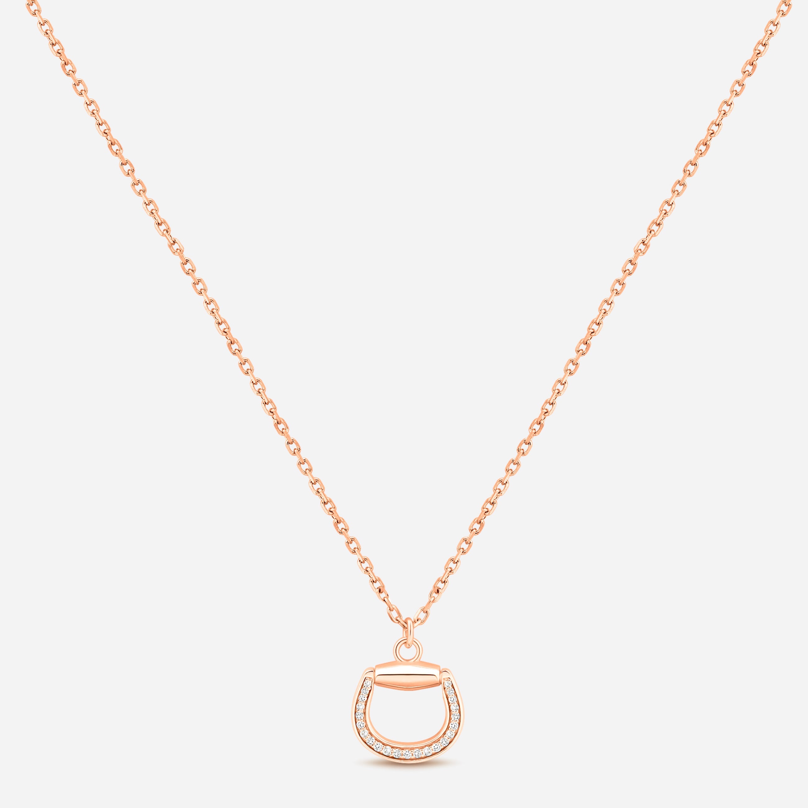 Connection Necklace in 18k Pink Gold with White Diamonds