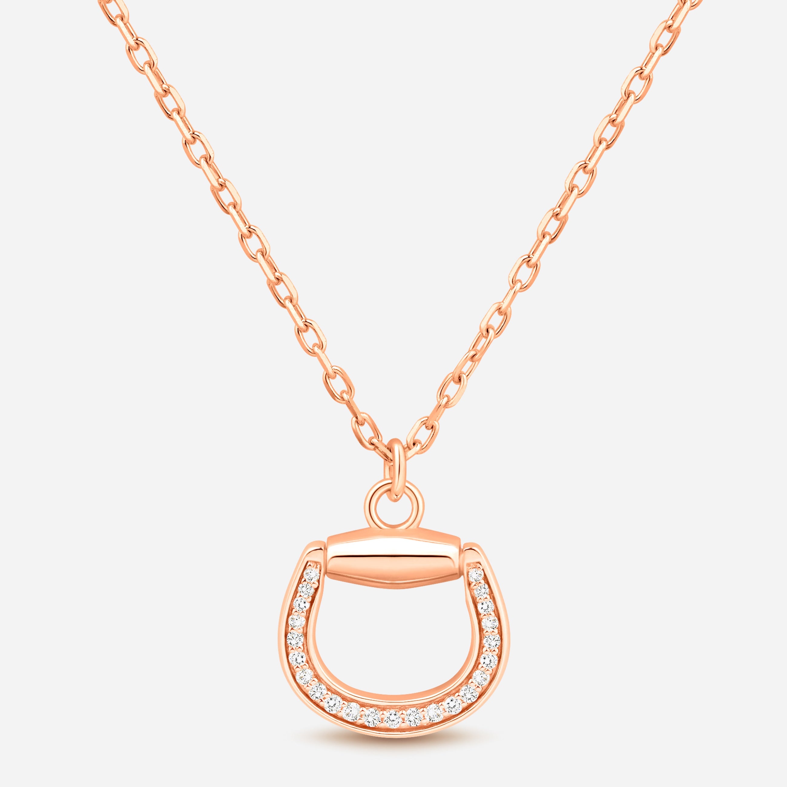 Connection Necklace in 18k Pink Gold with White Diamonds