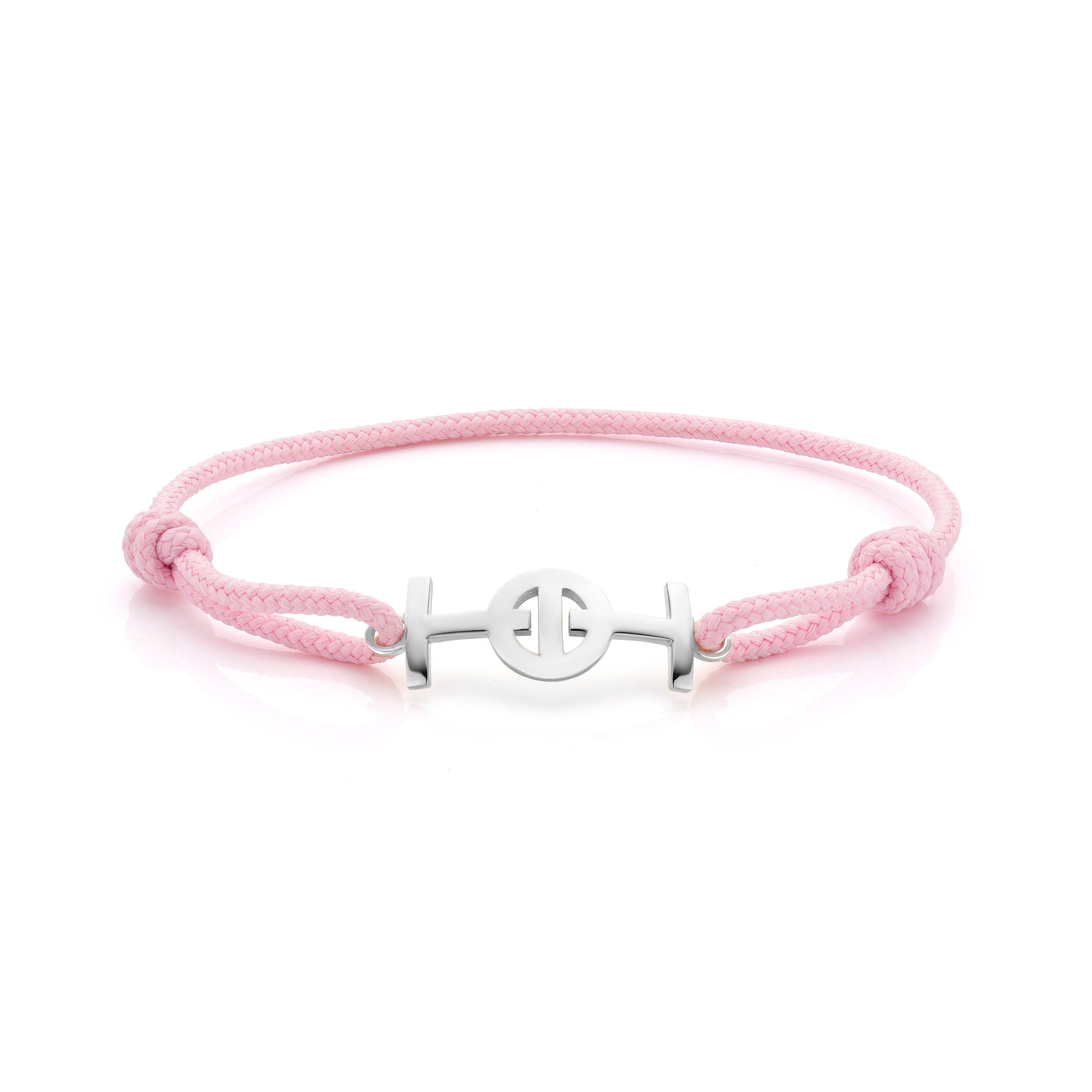 Challenge Pink Cord Bracelet in Silver