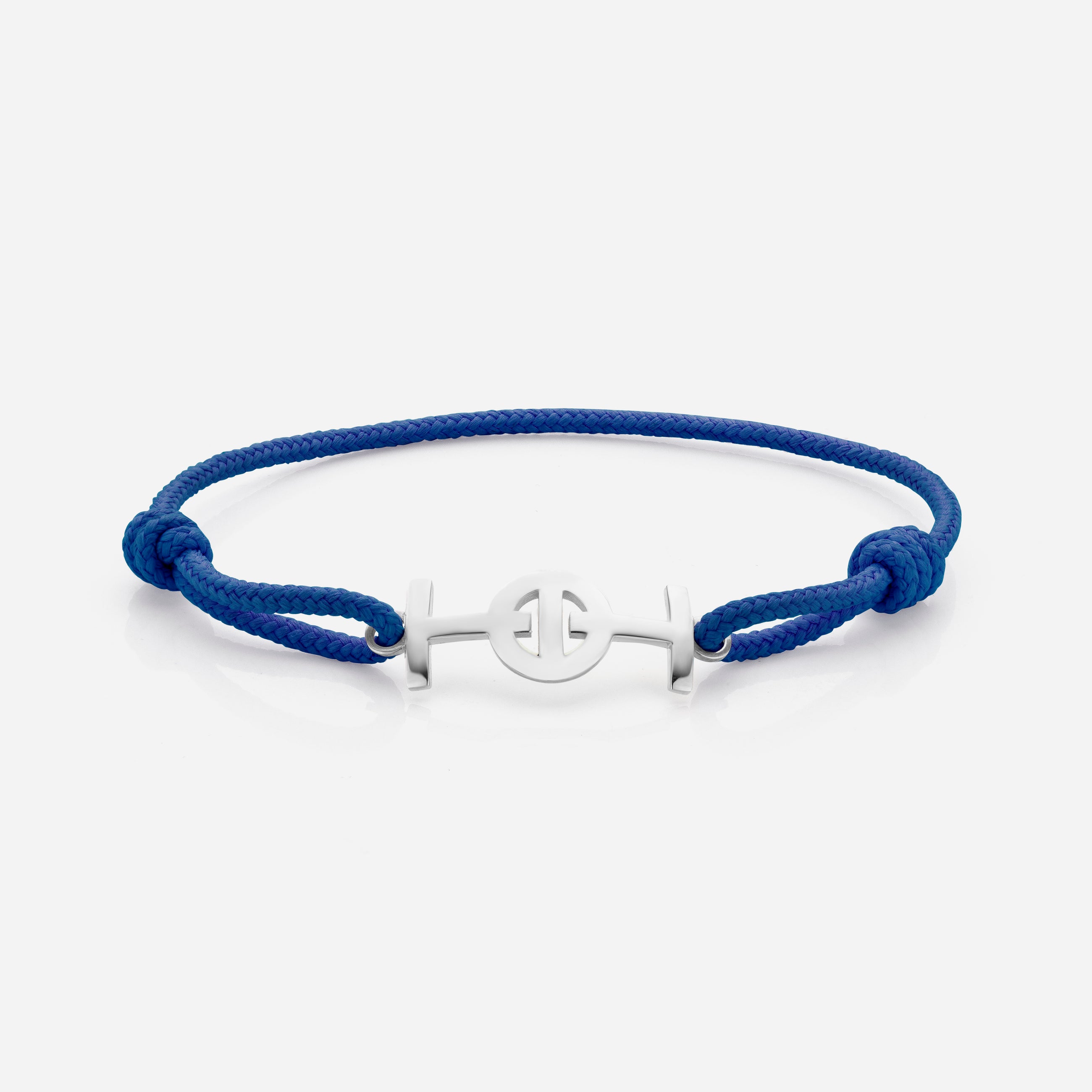 Challenge Navy Cord Bracelet in Silver