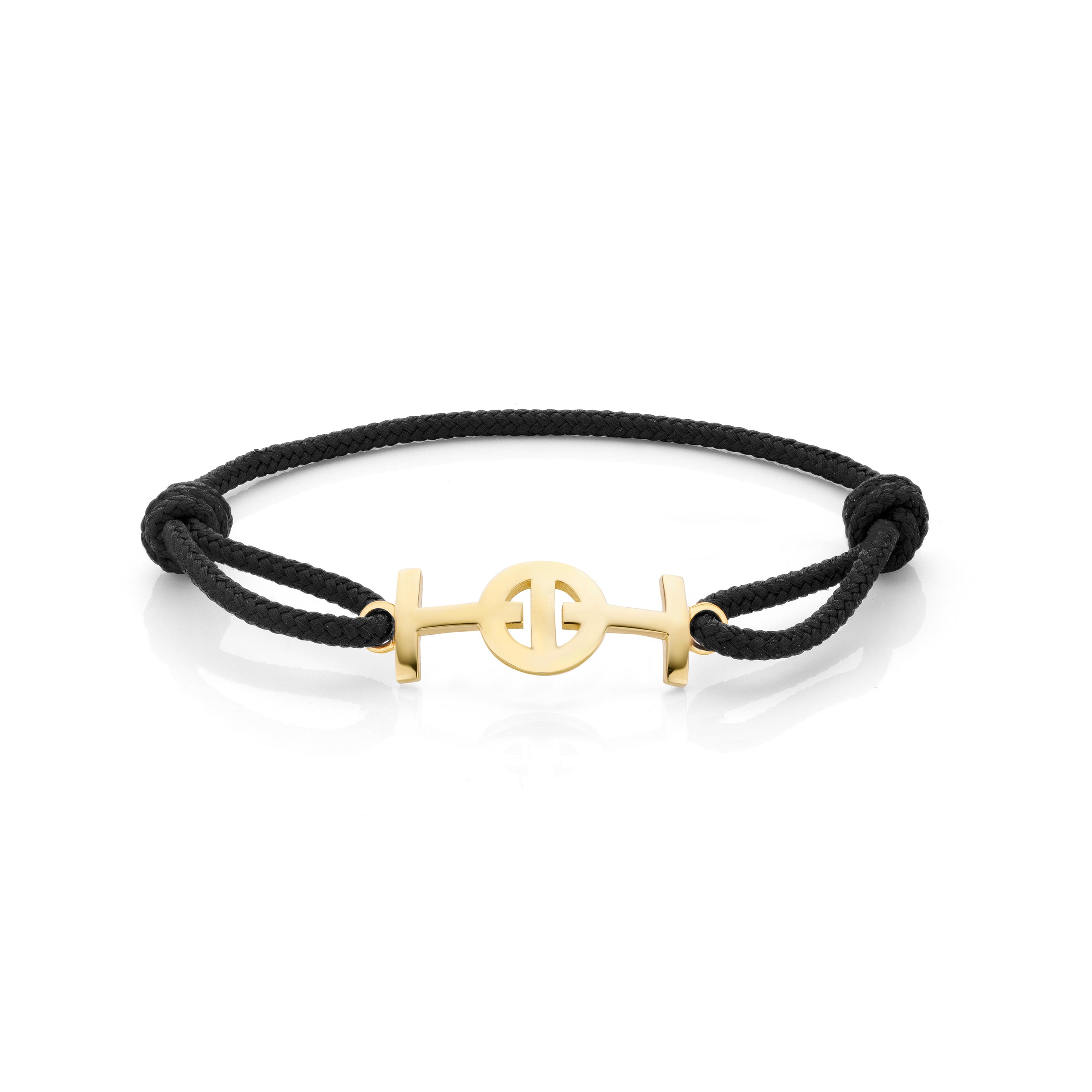 Challenge Black Cord Bracelet in 9k Yellow Gold
