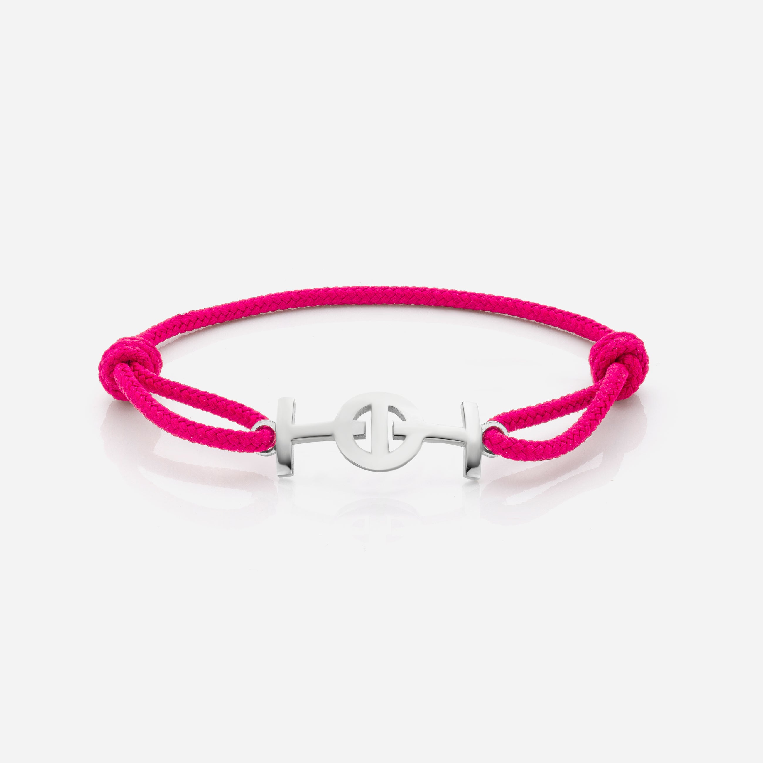Challenge Magenta Cord Bracelet in Silver