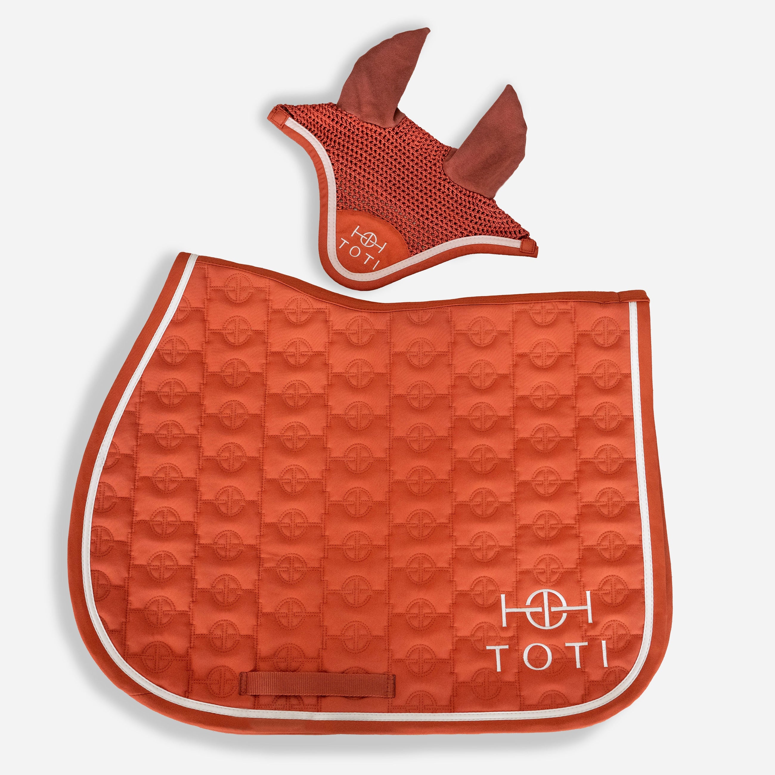 Saddle Pad & Ear Bonnet Set in Terracotta