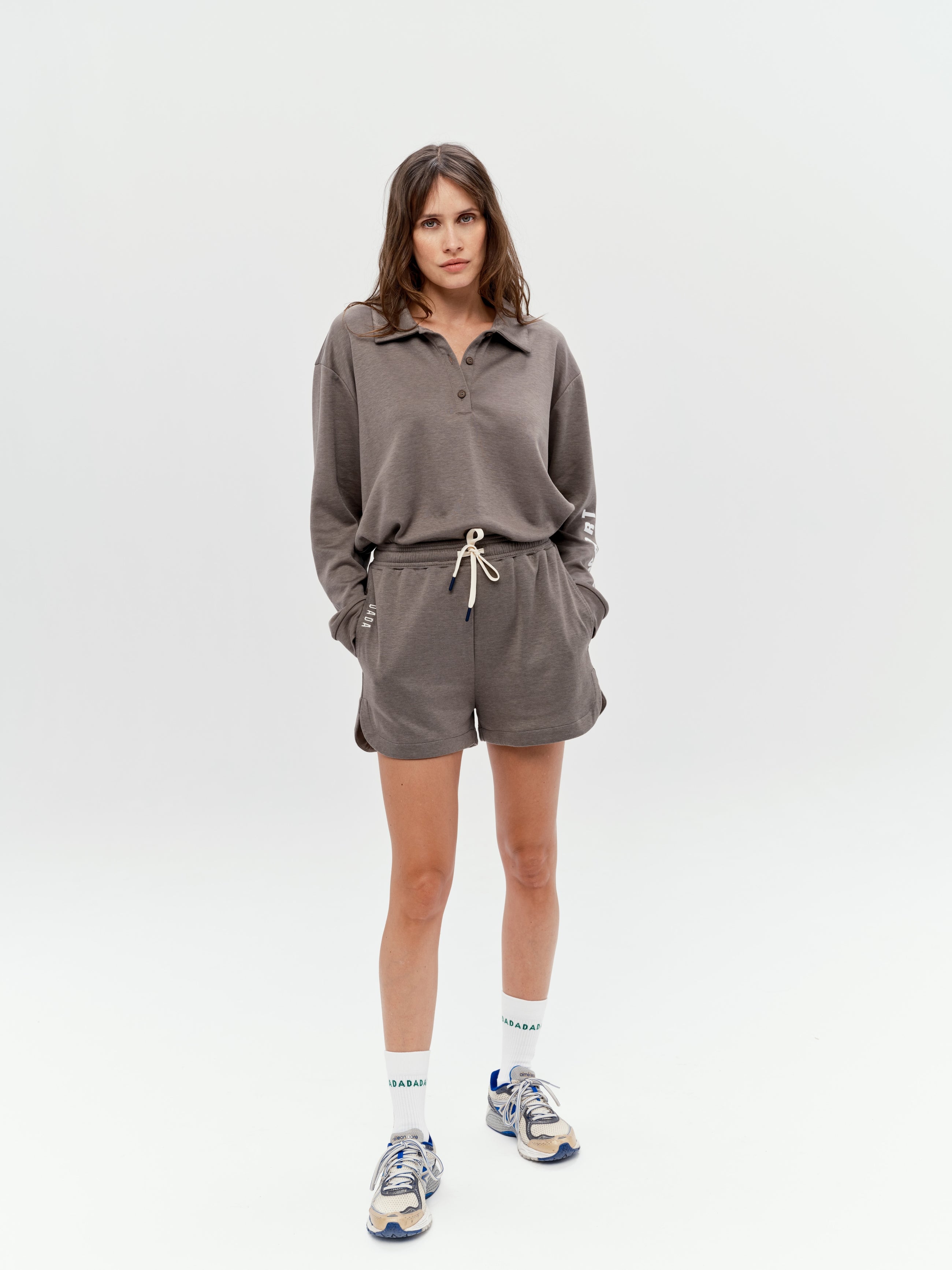 Valou Long Sleeve Polo in Coffee