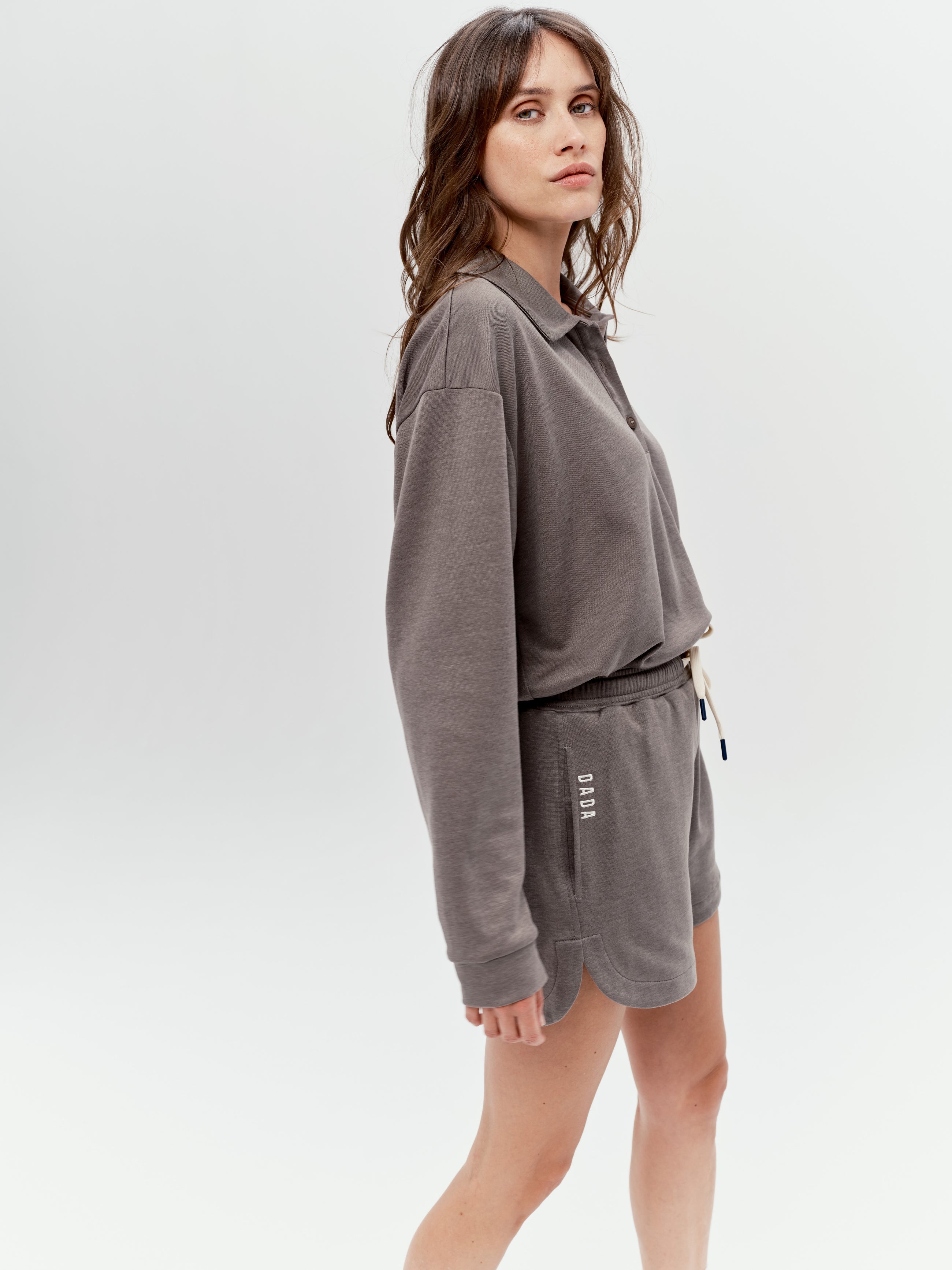 Valou Long Sleeve Polo in Coffee