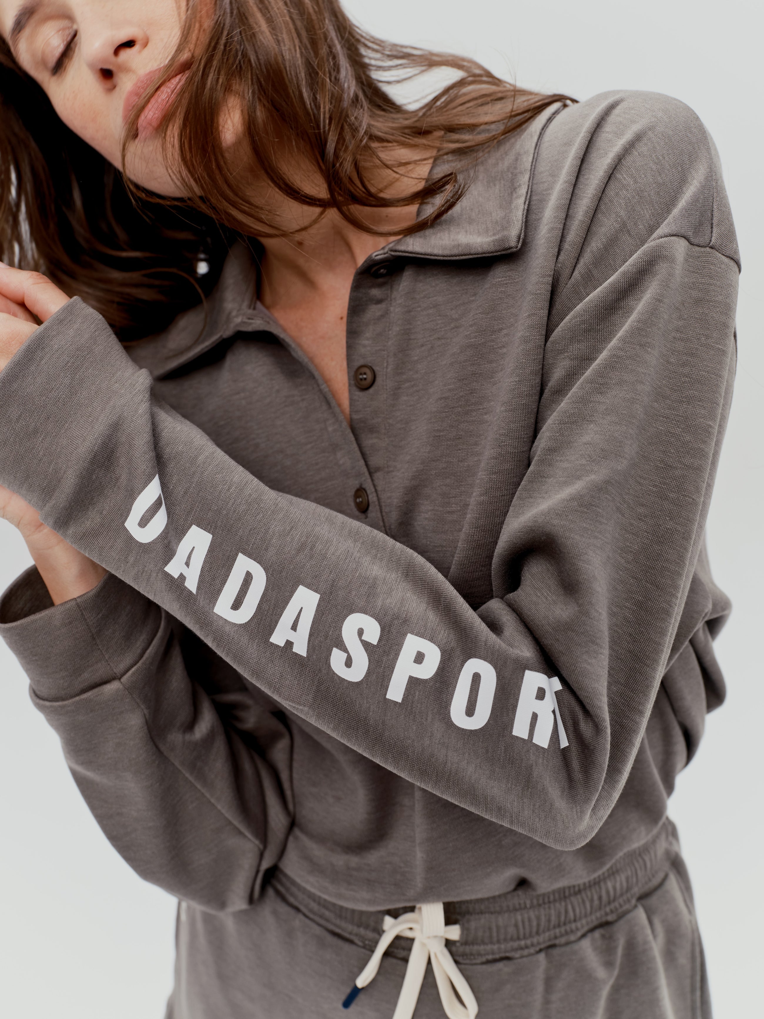 Valou Long Sleeve Polo in Coffee