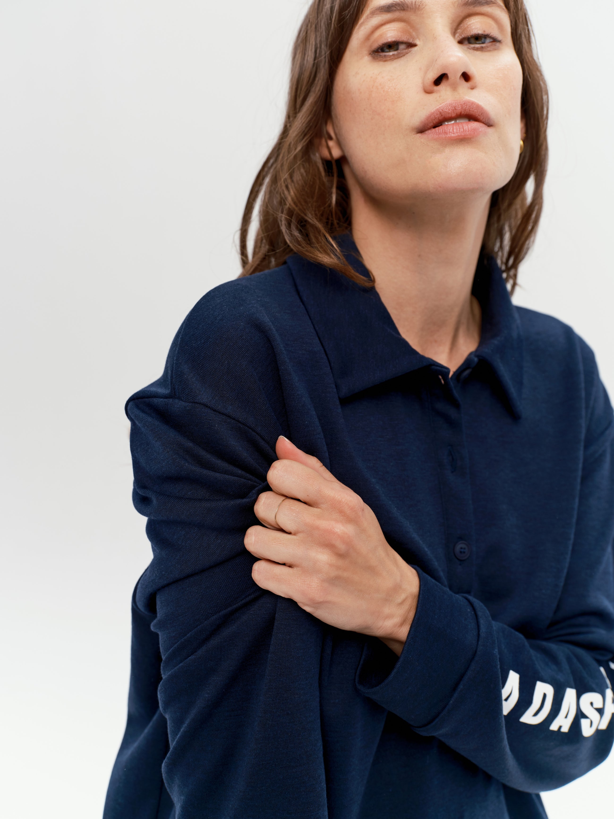 Valou Long Sleeve Polo in Marine