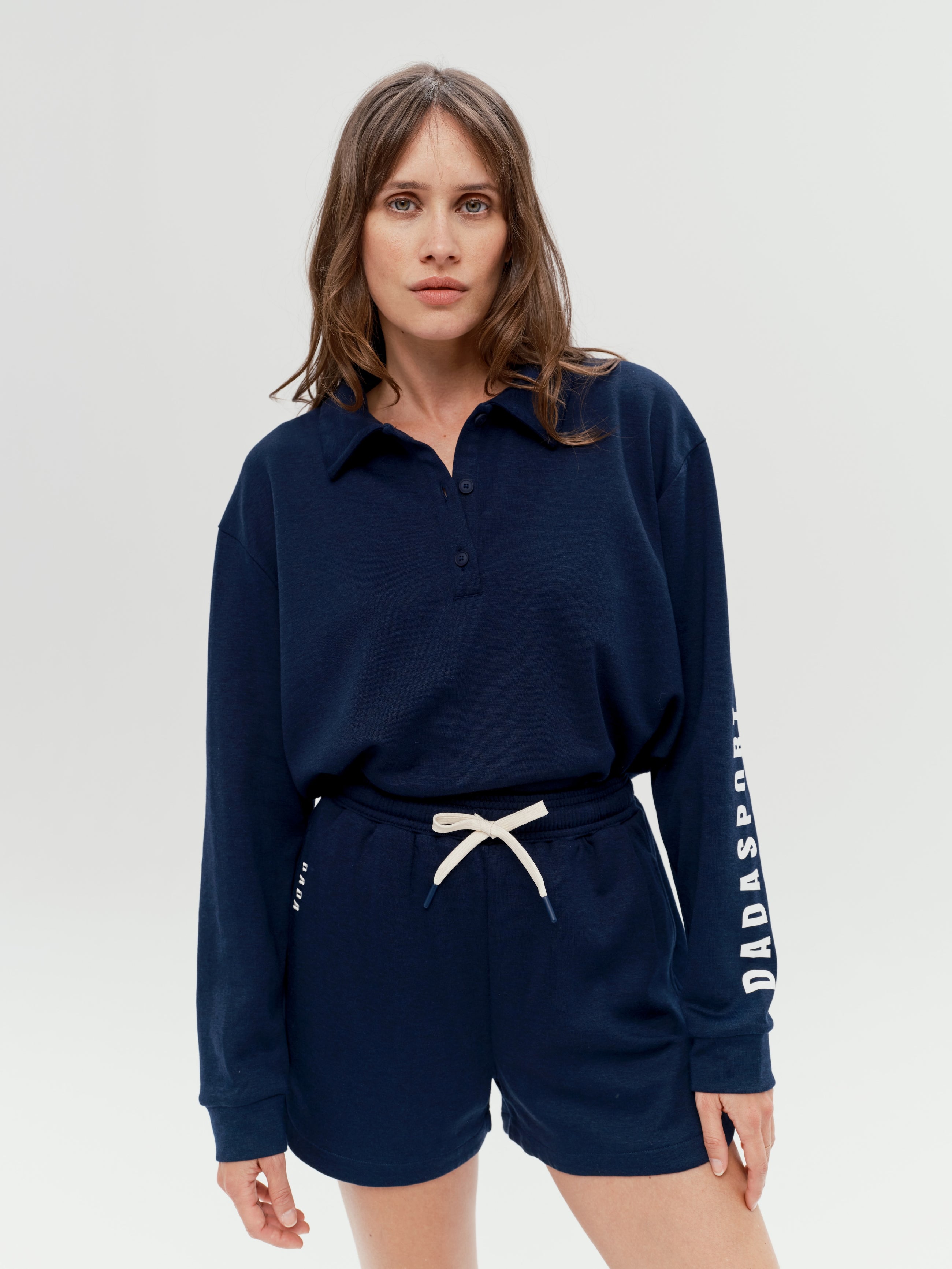 Valou Long Sleeve Polo in Marine