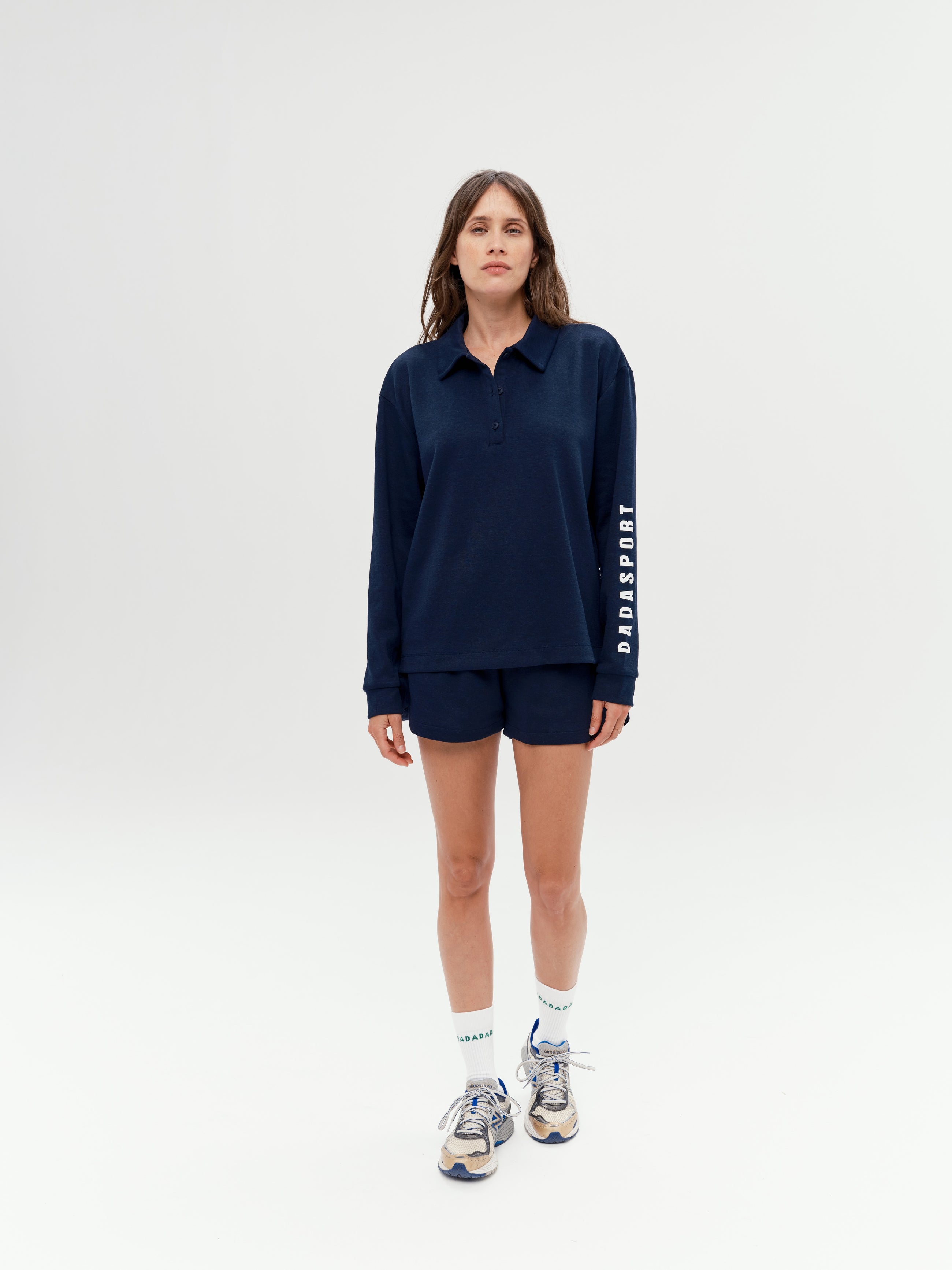 Valou Long Sleeve Polo in Marine