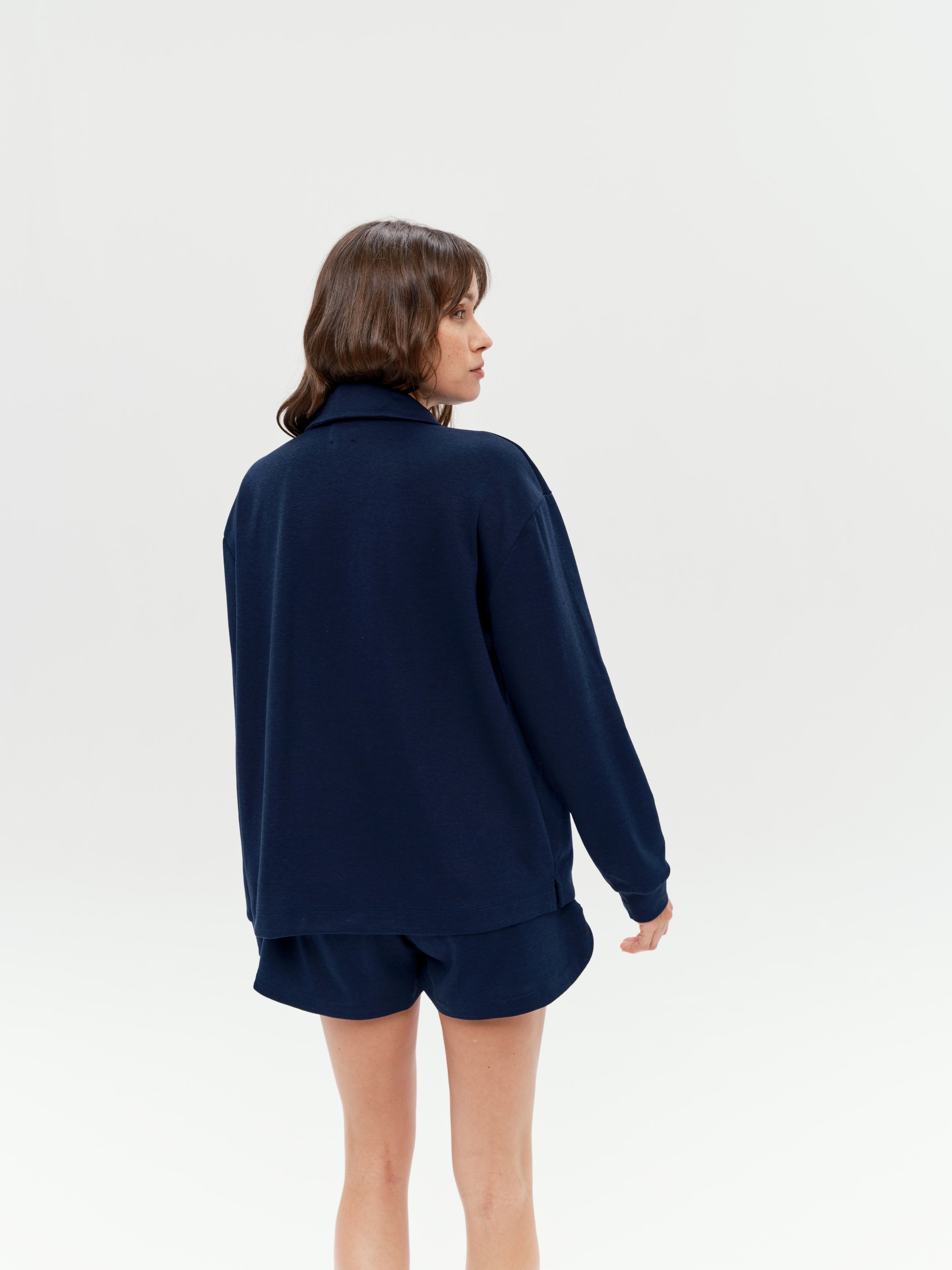 Valou Long Sleeve Polo in Marine
