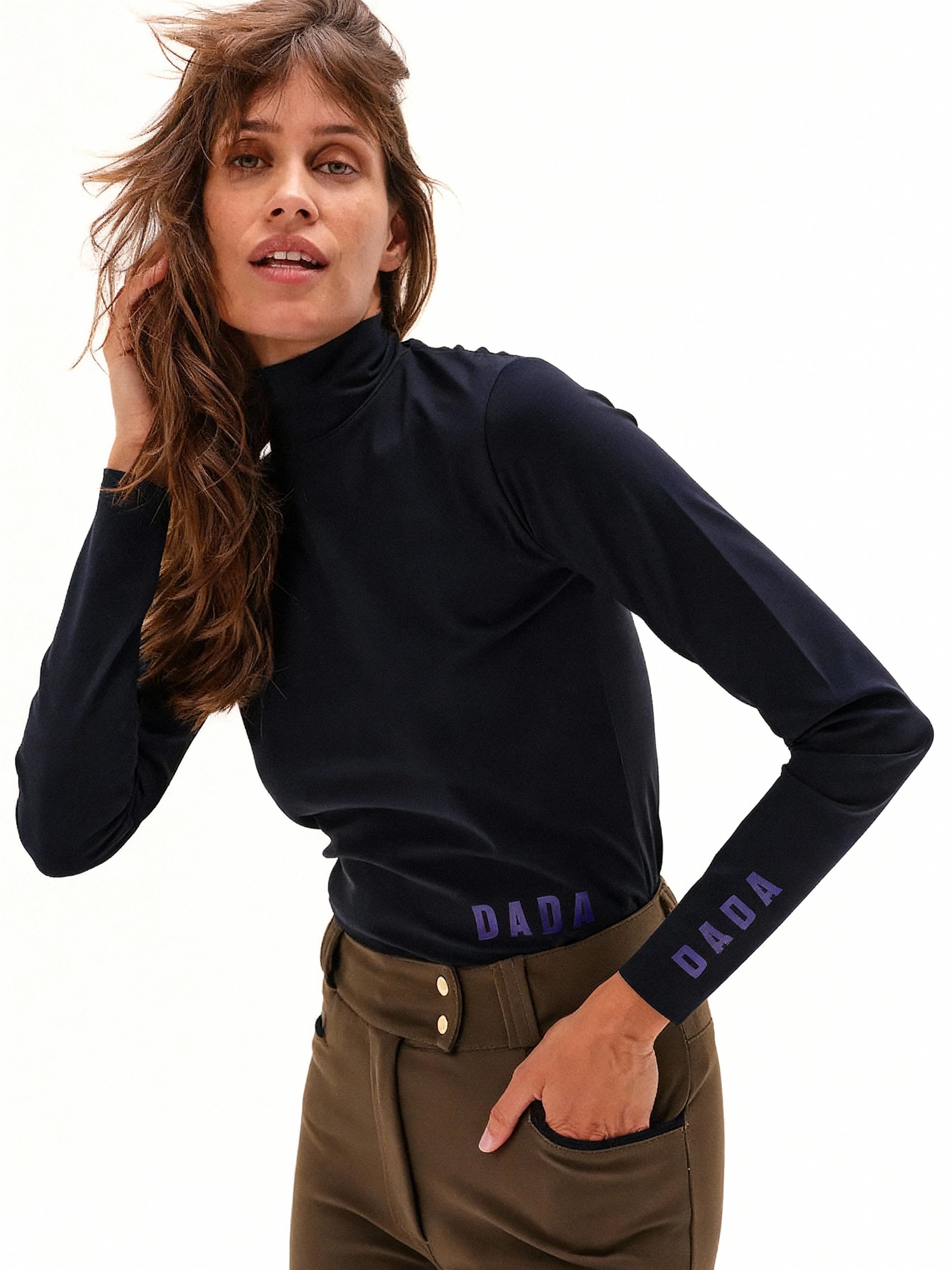 Cunsul Long Sleeve Turtleneck Top in Marine