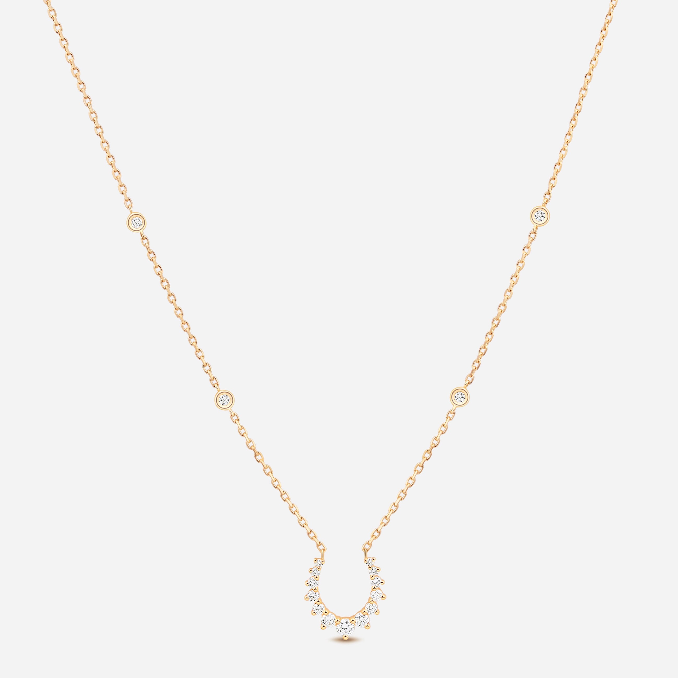 Double Confidence Necklace in 18k Yellow Gold with White Diamonds