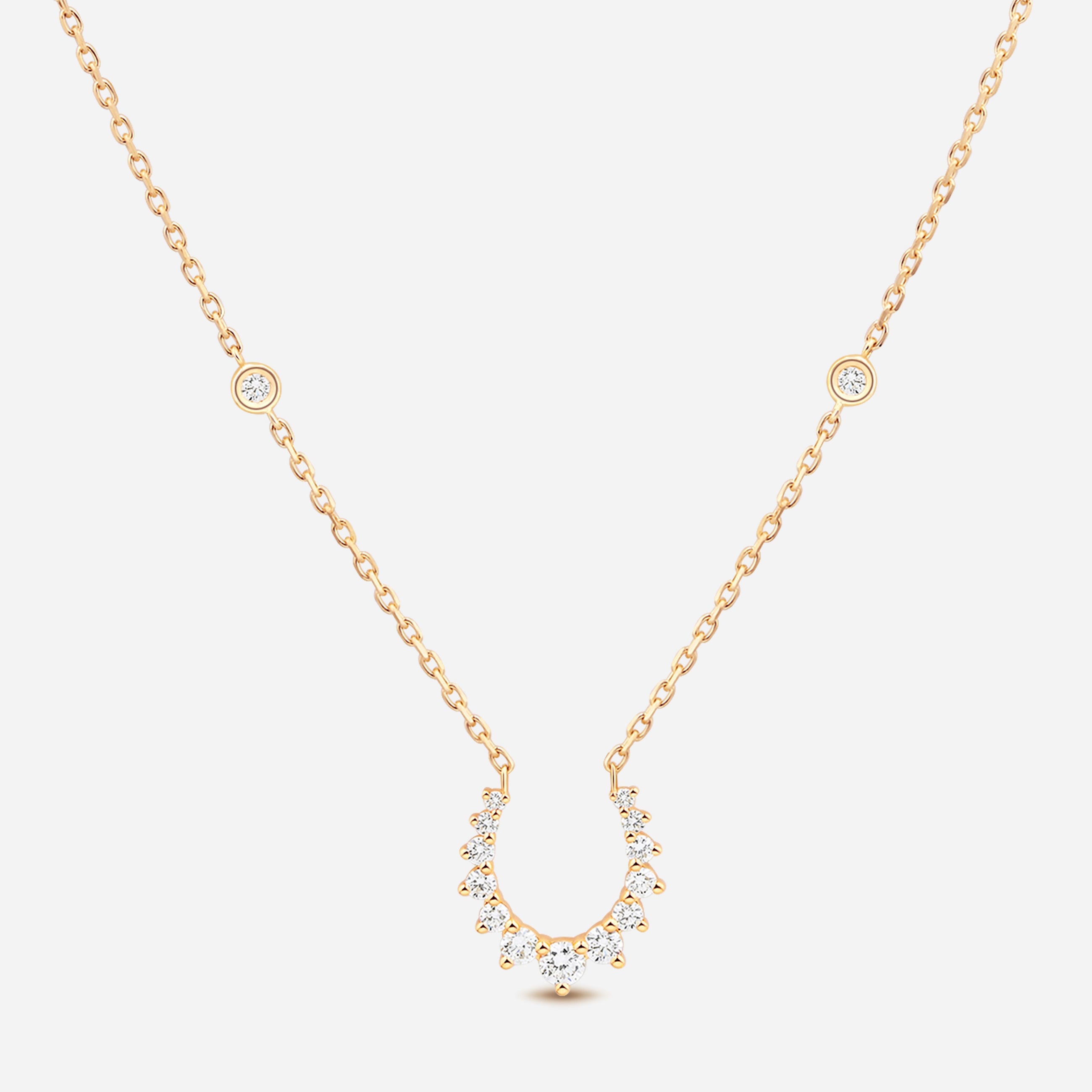 Double Confidence Necklace in 18k Yellow Gold with White Diamonds