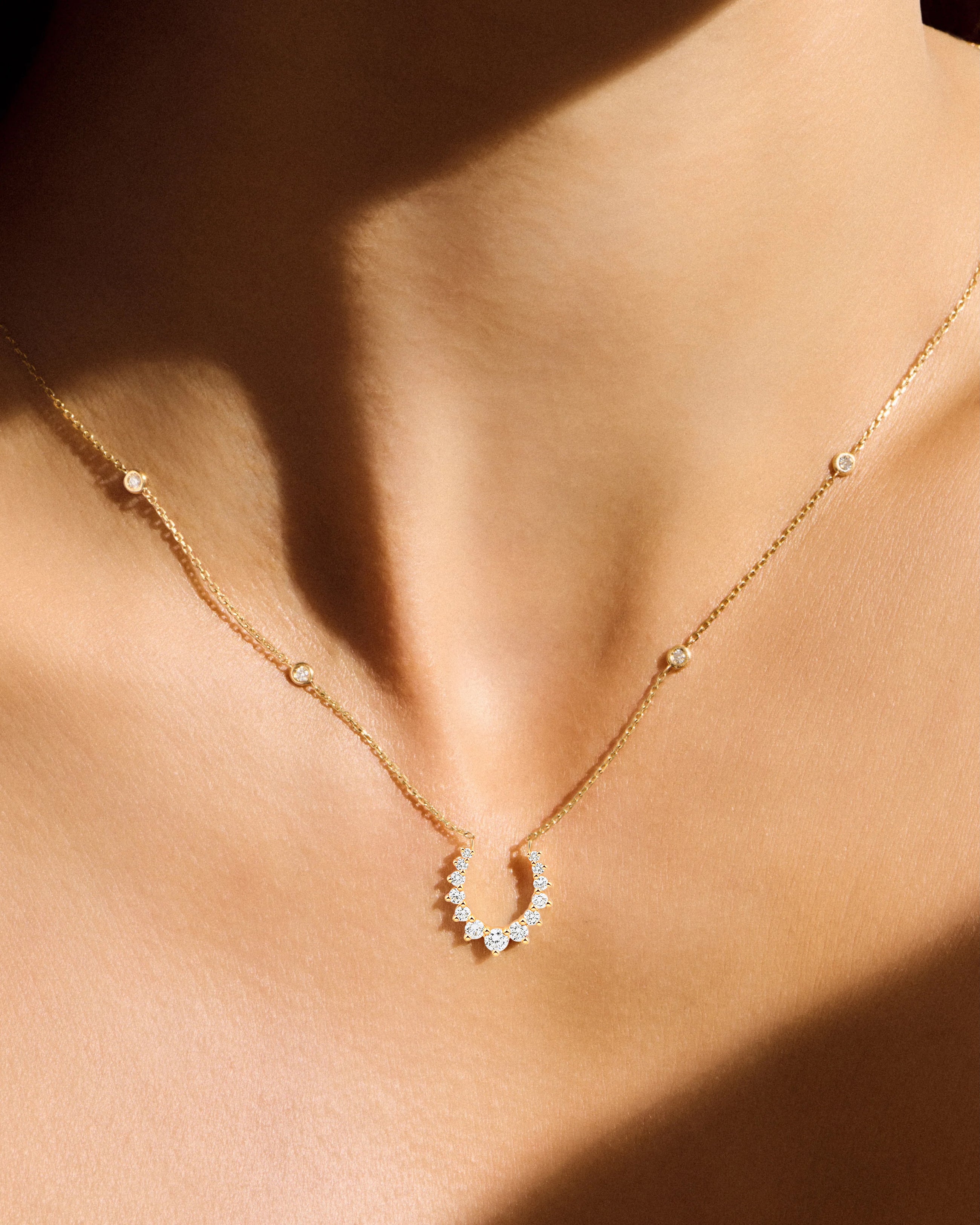 Double Confidence Necklace in 18k Yellow Gold with White Diamonds