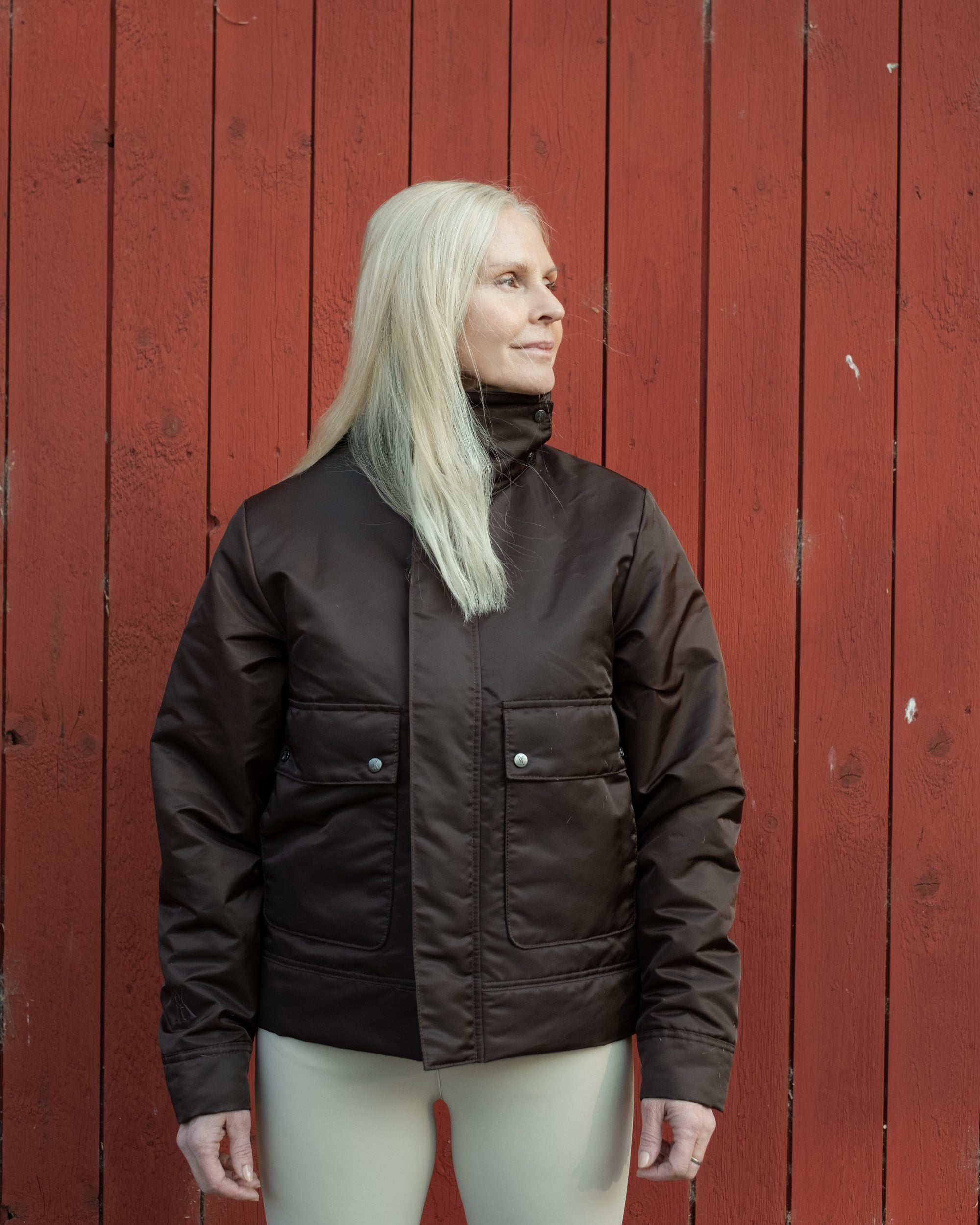 Short Padded Jacket in Dark Brown