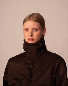 Short Padded Jacket in Dark Brown