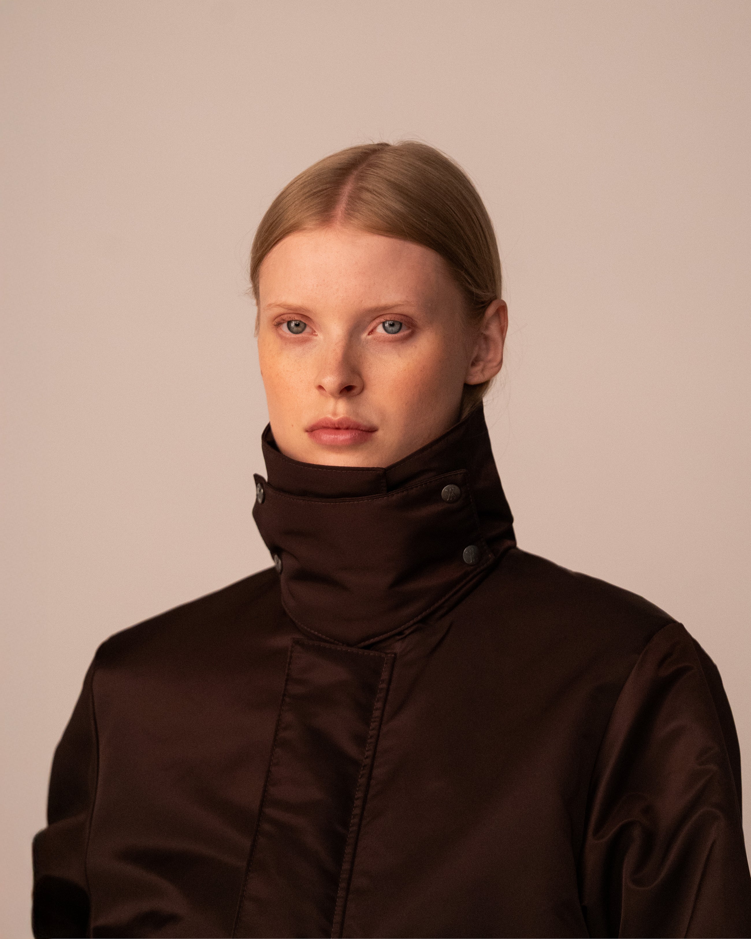 Short Padded Jacket in Dark Brown