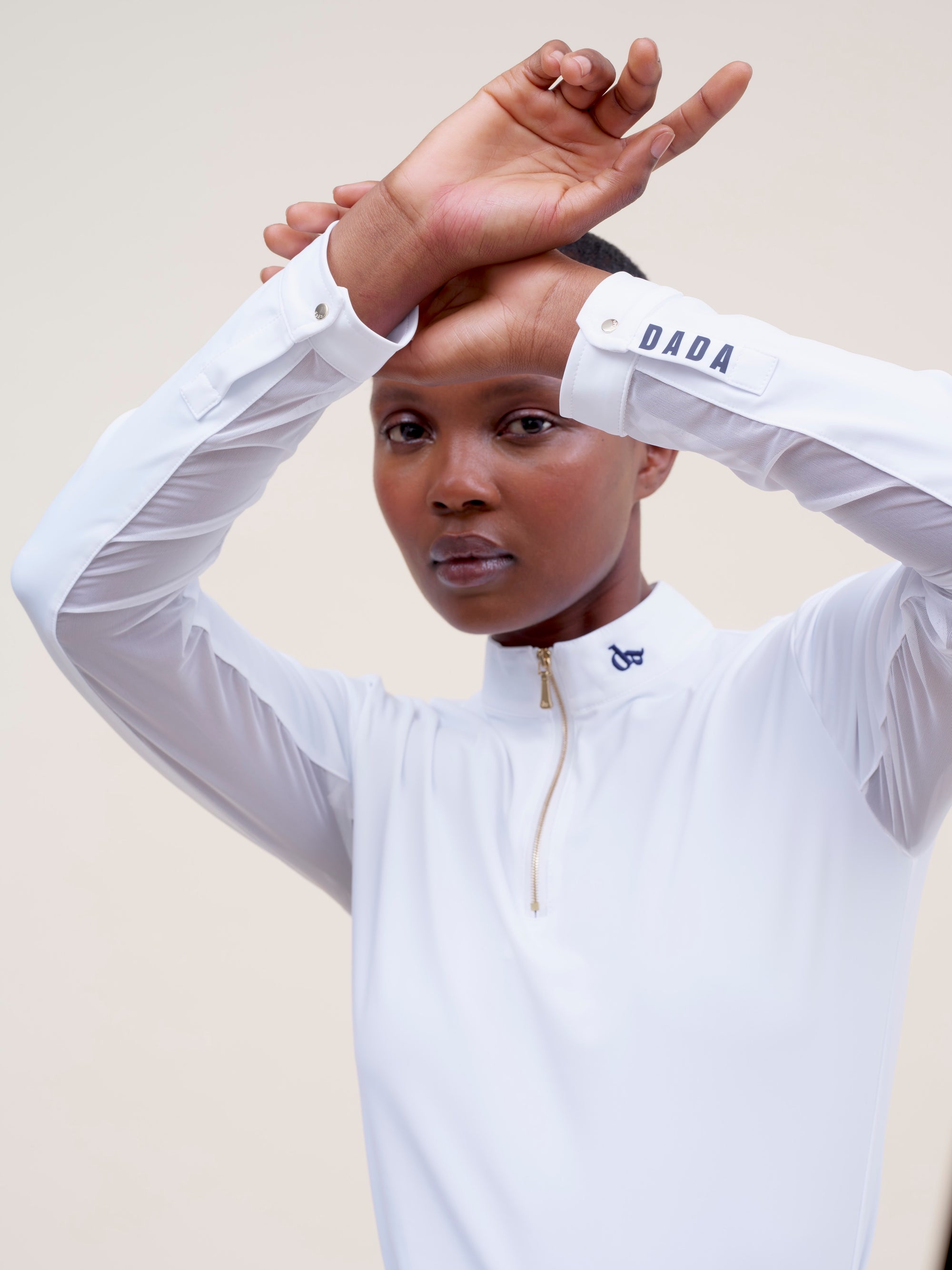 Pablito Long Sleeve Riding Top in Micro-perforated White