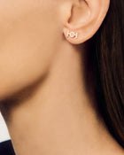 Challenge Studs in 18k Yellow Gold with White Diamonds