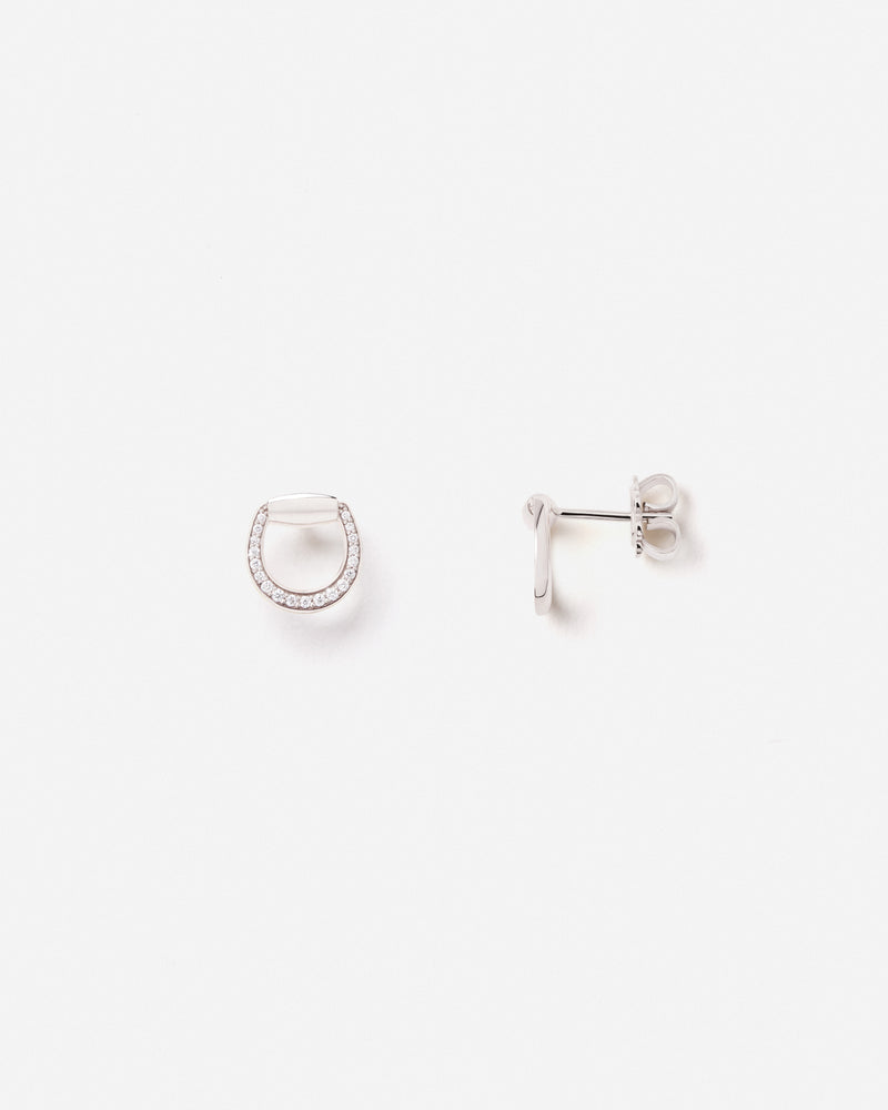 Connection Earrings in 18k White Gold with White Diamonds