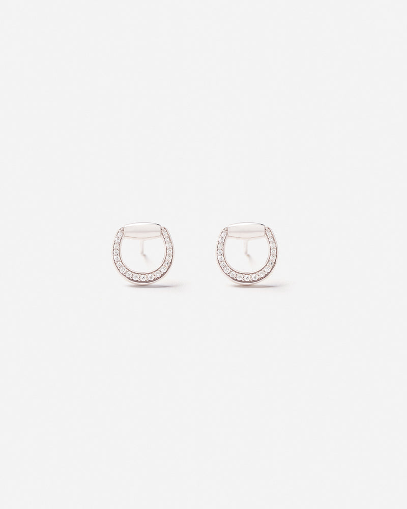 Connection Earrings in 18k White Gold with White Diamonds