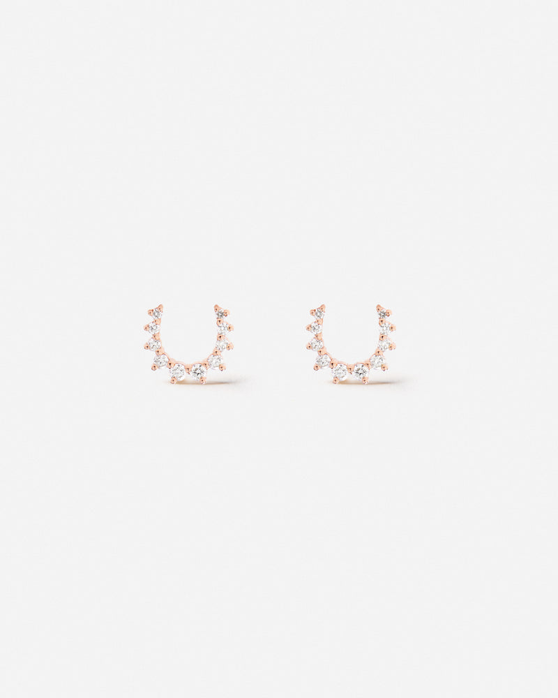 Confidence Earrings in 18k Pink Gold with White Diamonds