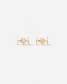 Challenge Studs in 18k Yellow Gold with White Diamonds