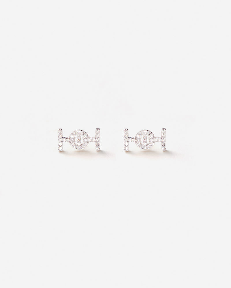 Challenge Studs in 18k White Gold with White Diamonds